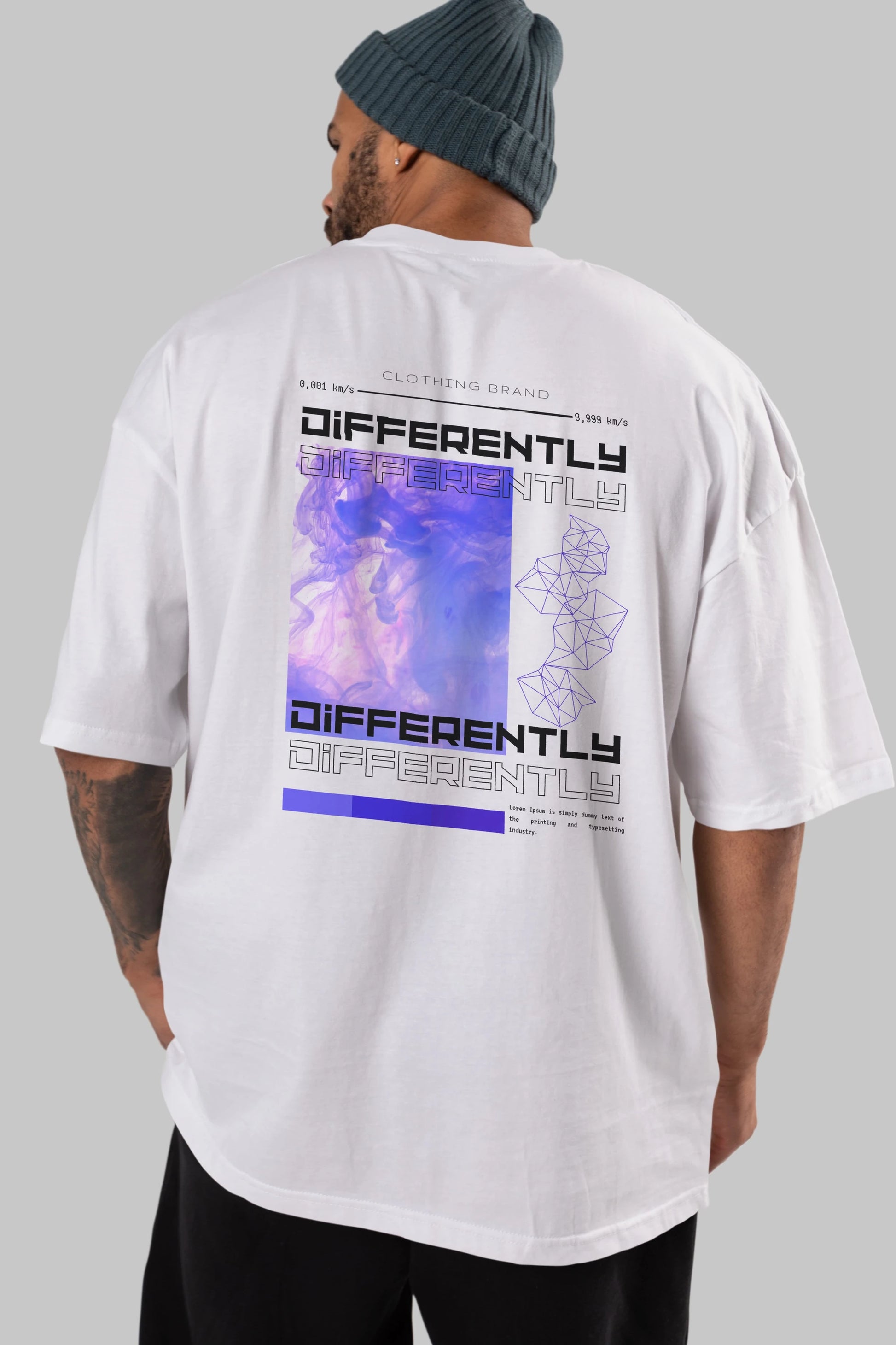 Differently Yazılı Arka Baskılı Oversize t-shirt Erkek Kadın Unisex