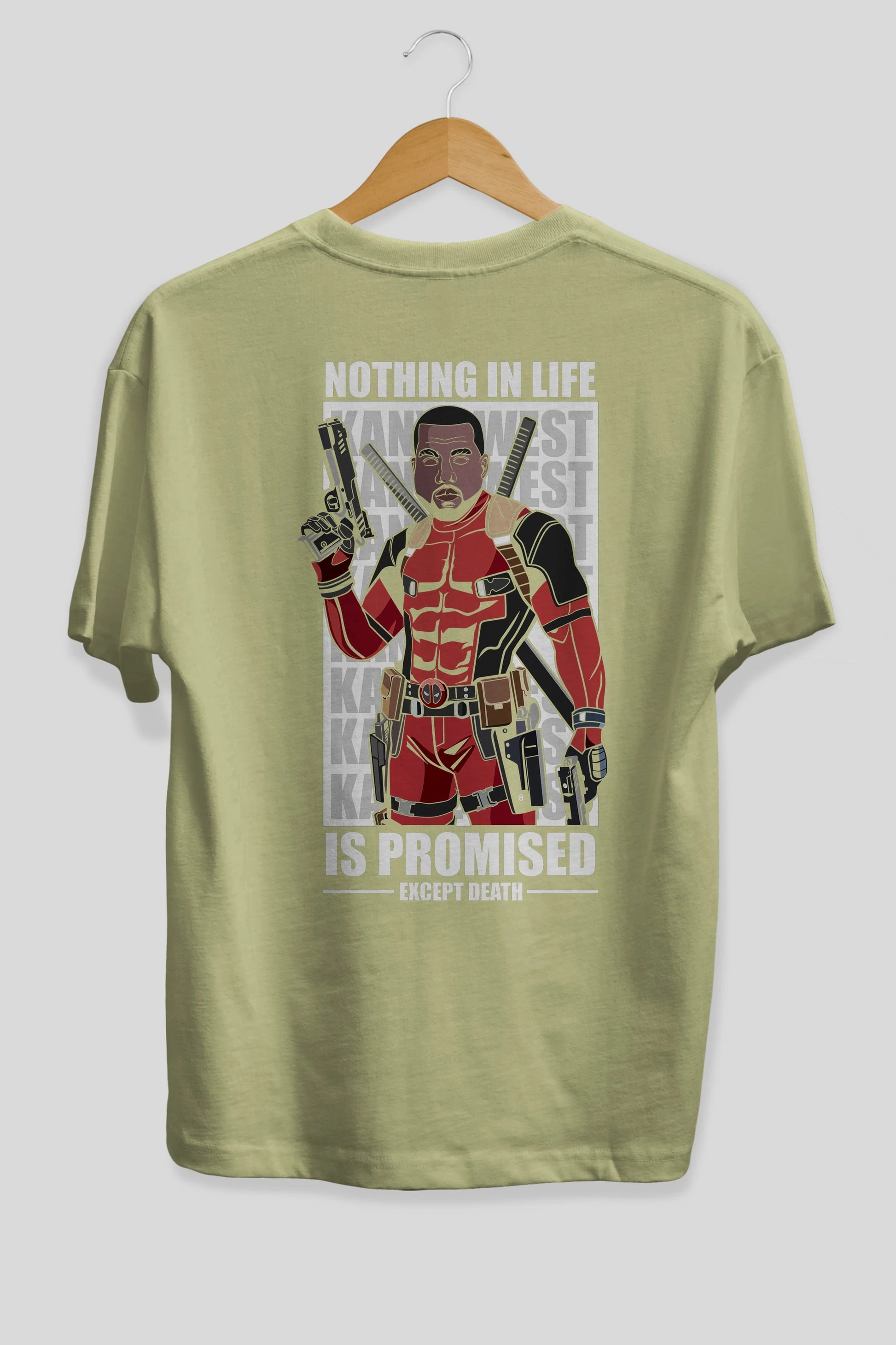 Kanye West Deadpool Arka Baskılı Oversize t-shirt Erkek Kadın Unisex %100 Pamuk tişort