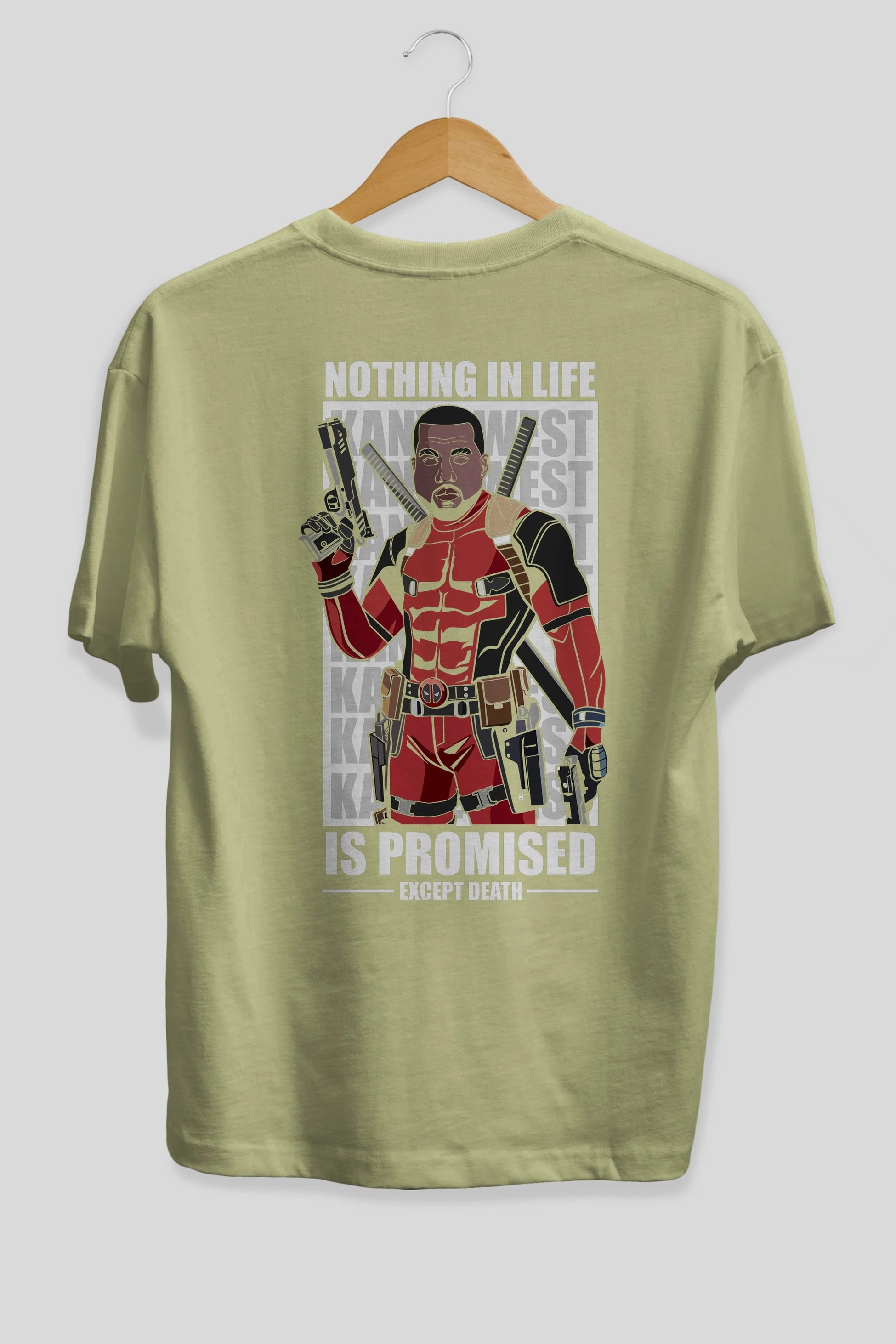 Kanye West Deadpool Arka Baskılı Oversize t-shirt Erkek Kadın Unisex %100 Pamuk tişort