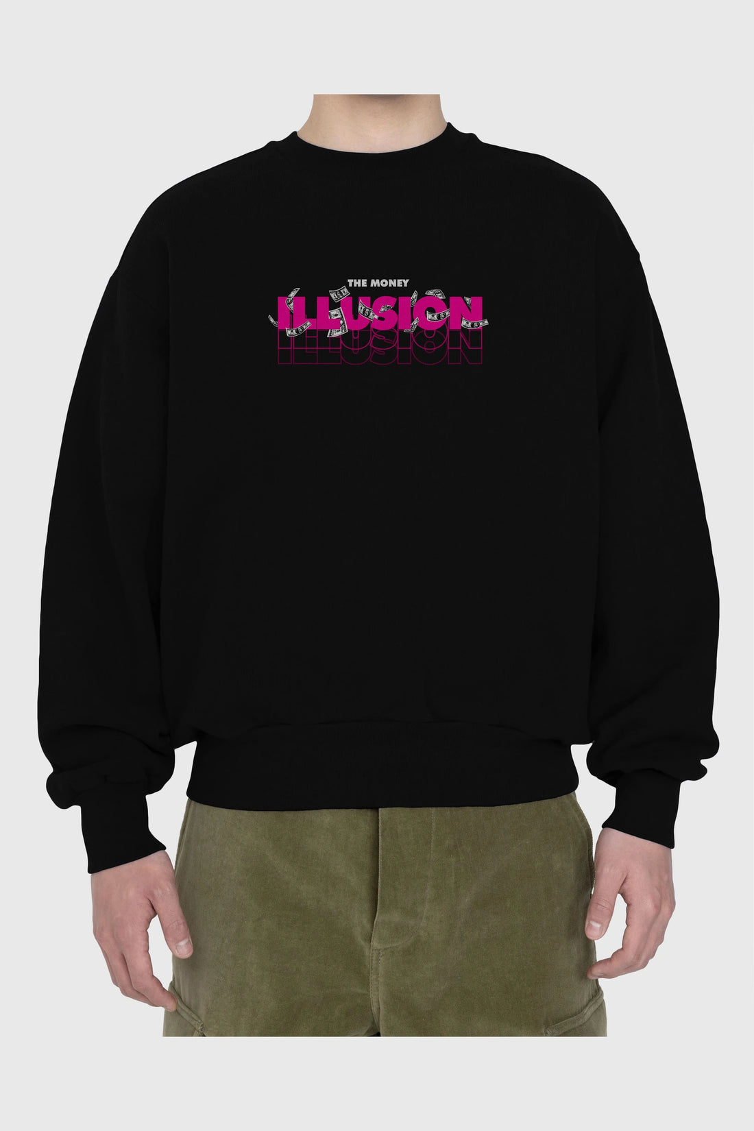 The Money Illusion Ön Baskılı Oversize Sweatshirt Erkek Kadın Unisex