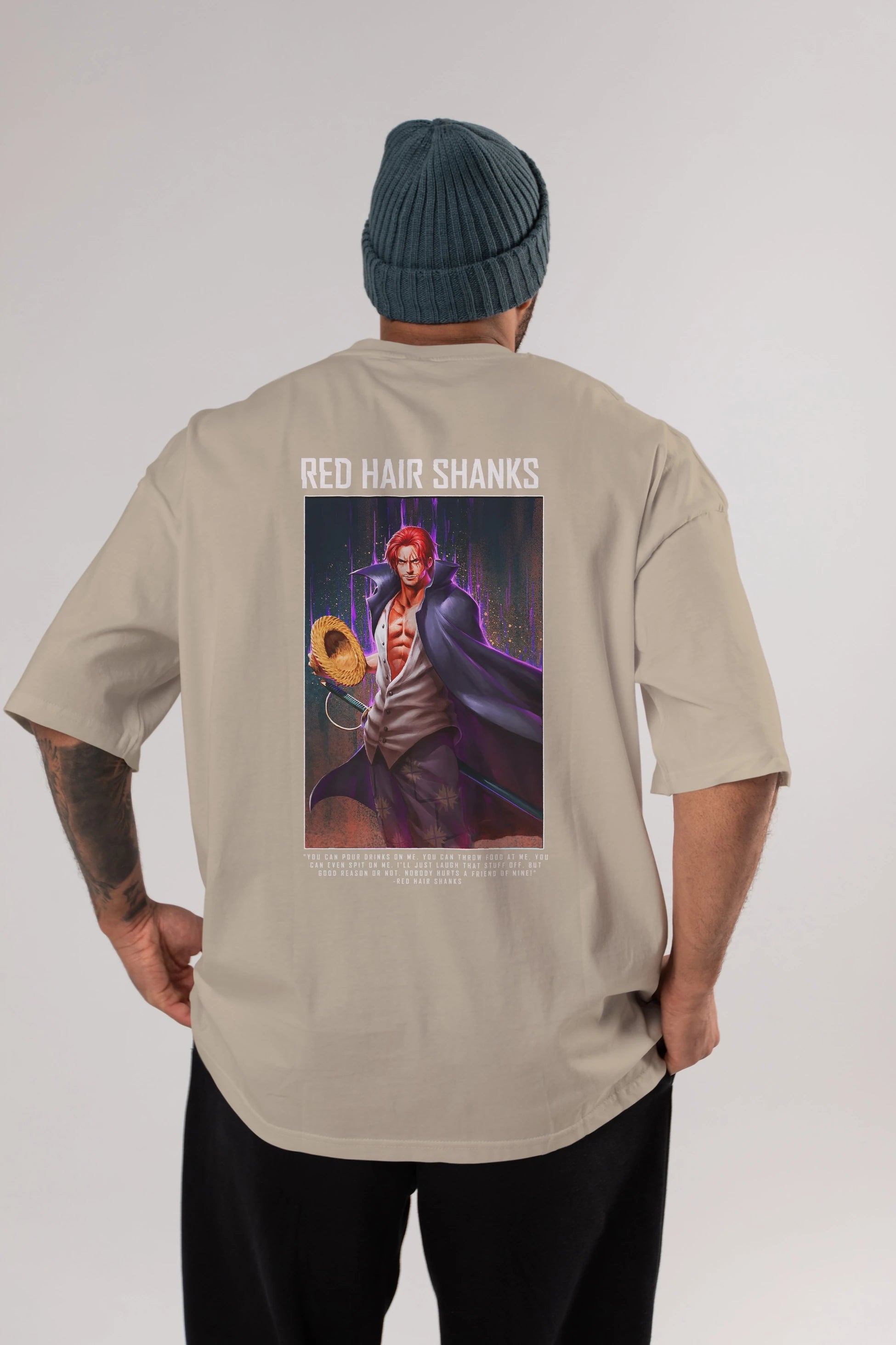 Shanks Anime Arka Baskılı Oversize t-shirt Erkek Kadın Unisex %100 pamuk tişort