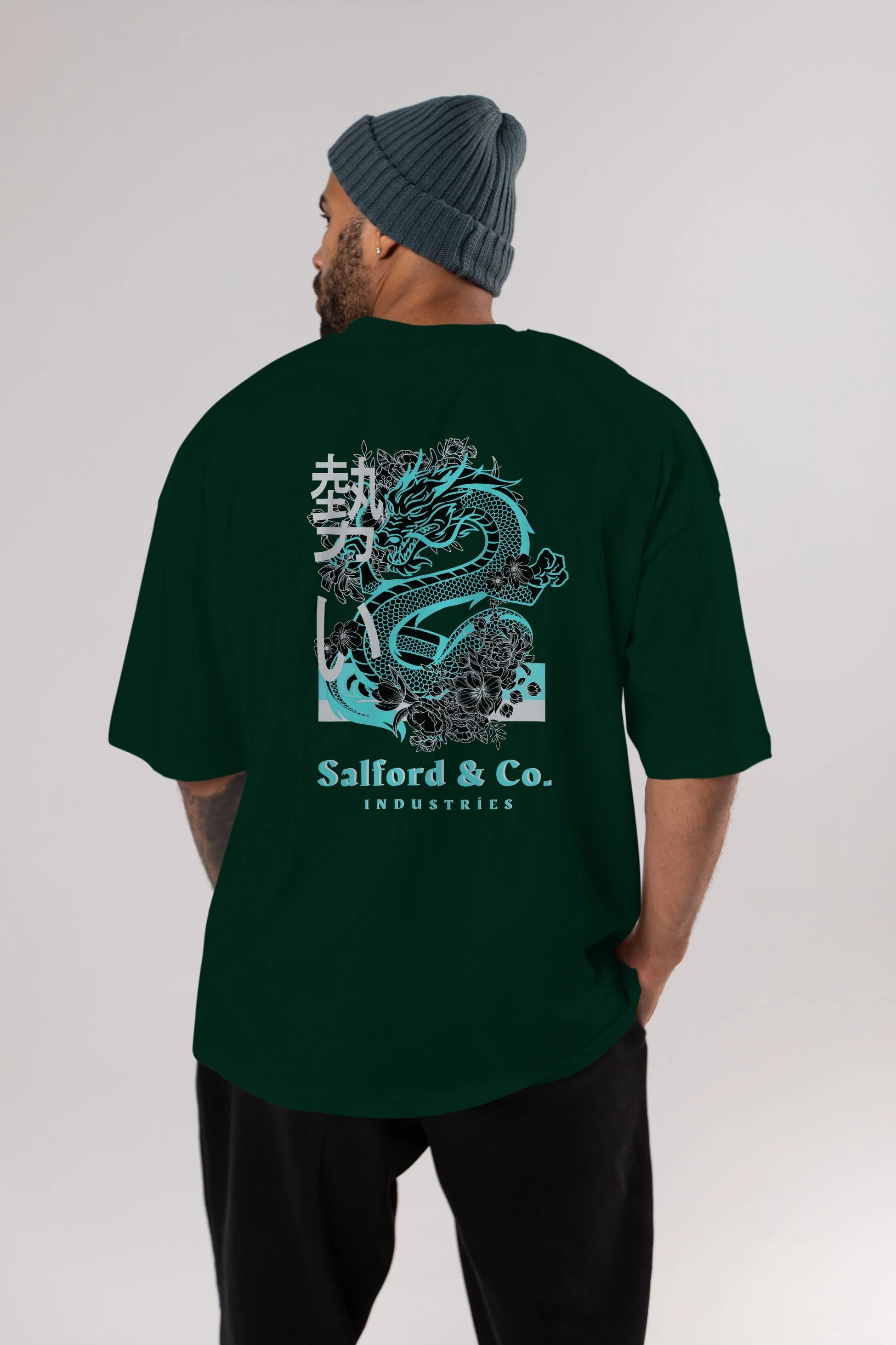 Dragon Arka Baskılı Oversize t-shirt Erkek Kadın Unisex