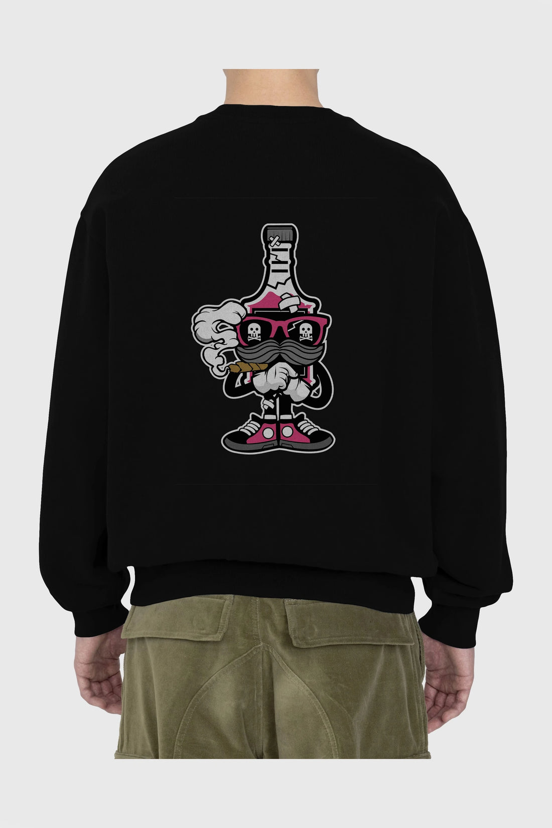 Vodka Bottle Arka Baskılı Oversize Sweatshirt Erkek Kadın Unisex