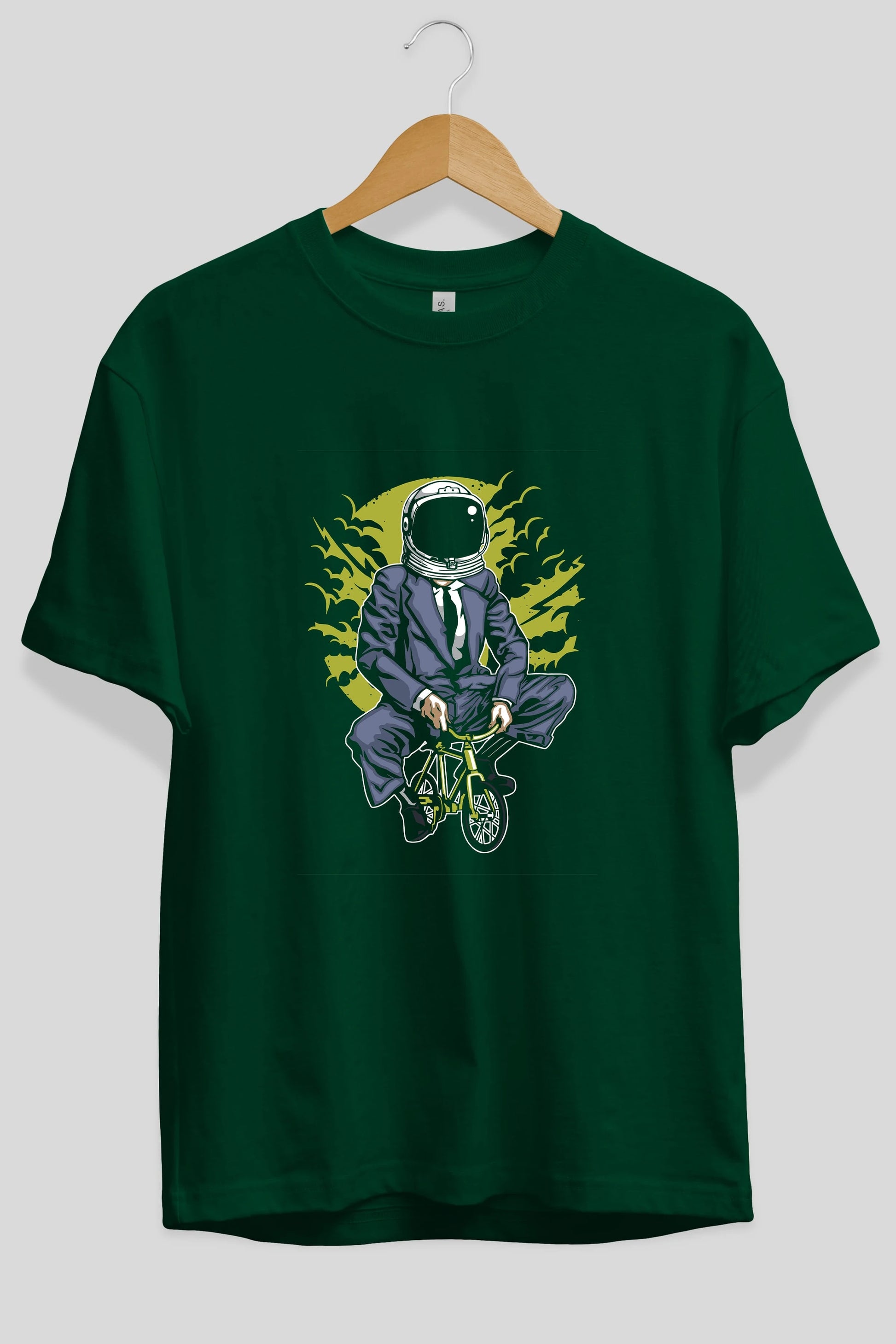 Bike To The Moon Ön Baskılı Oversize t-shirt Erkek Kadın Unisex %100 Pamuk tişort
