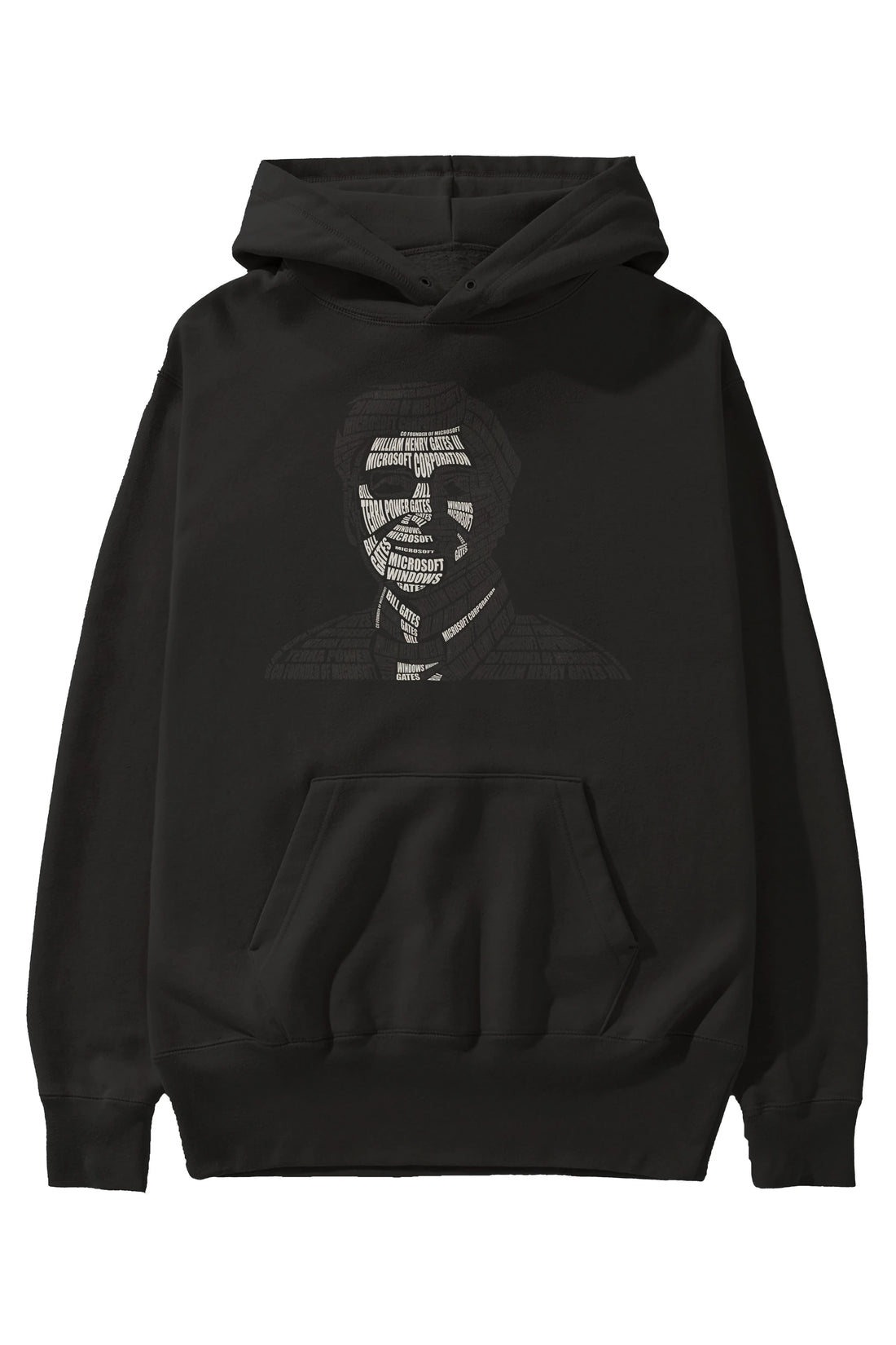 Bill Gates Calligram Ön Baskılı Hoodie Oversize Kapüşonlu Sweatshirt Erkek Kadın Unisex