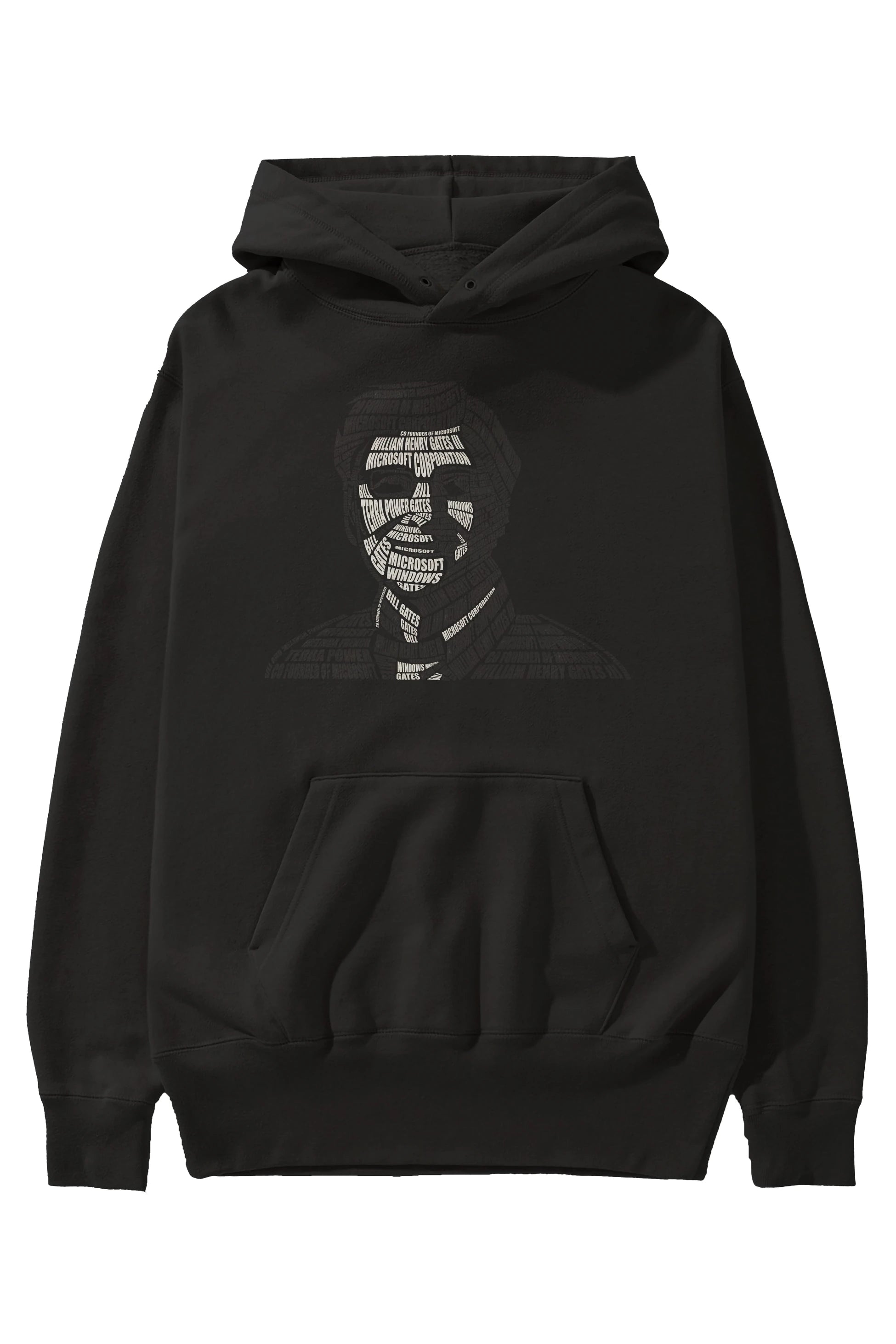 Bill Gates Calligram Ön Baskılı Hoodie Oversize Kapüşonlu Sweatshirt Erkek Kadın Unisex