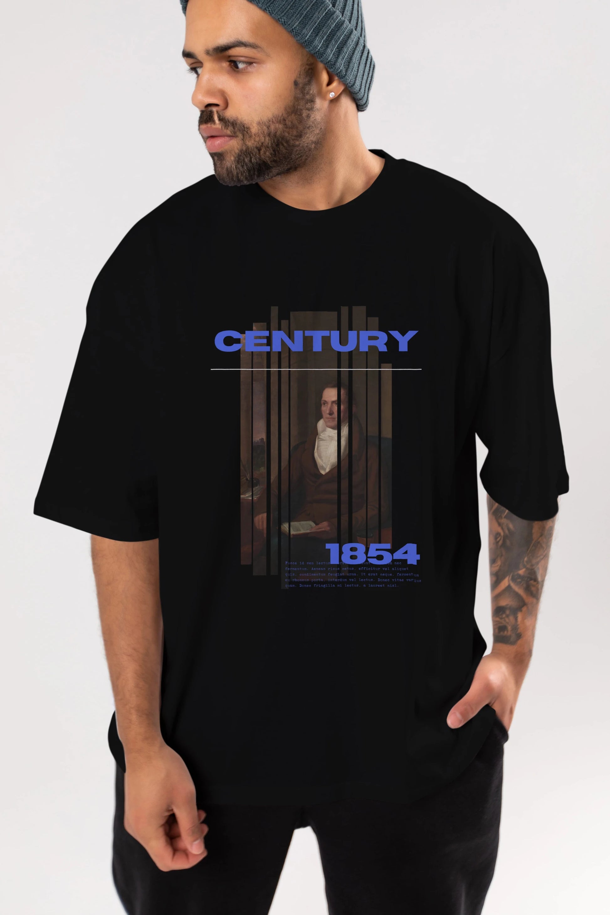Century 1854 Yazılı Ön Baskılı Oversize t-shirt Erkek Kadın Unisex