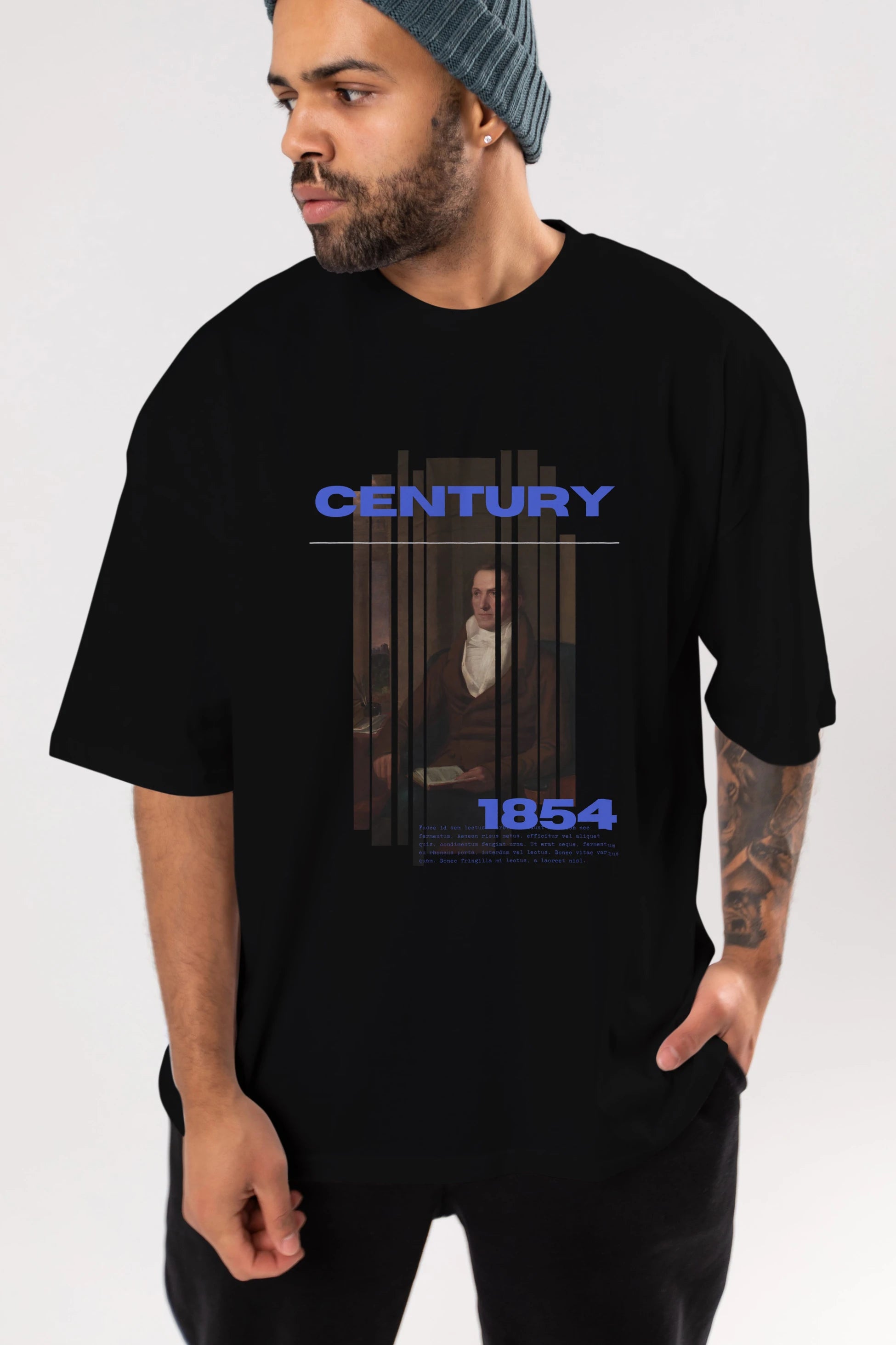 Century 1854 Yazılı Ön Baskılı Oversize t-shirt Erkek Kadın Unisex