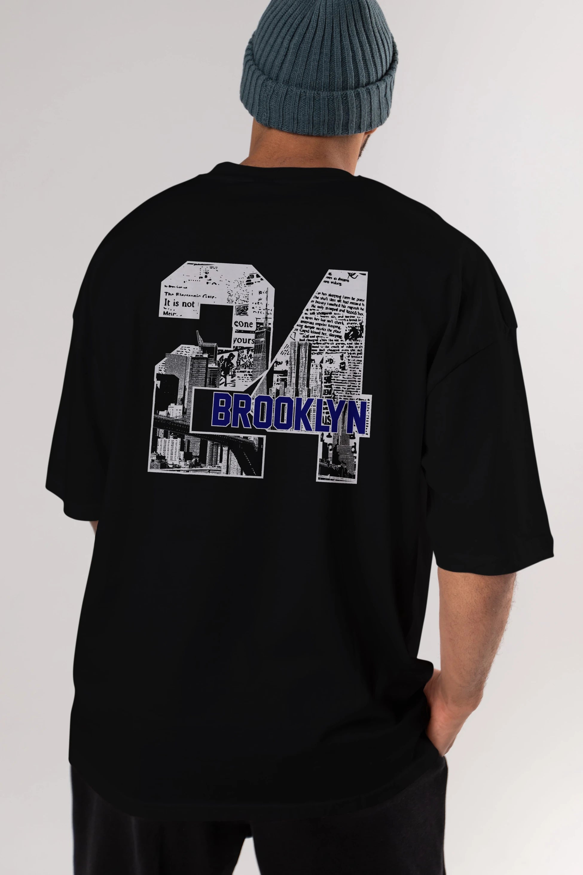 Brooklyn 24 Arka Baskılı Oversize t-shirt Erkek Kadın Unisex