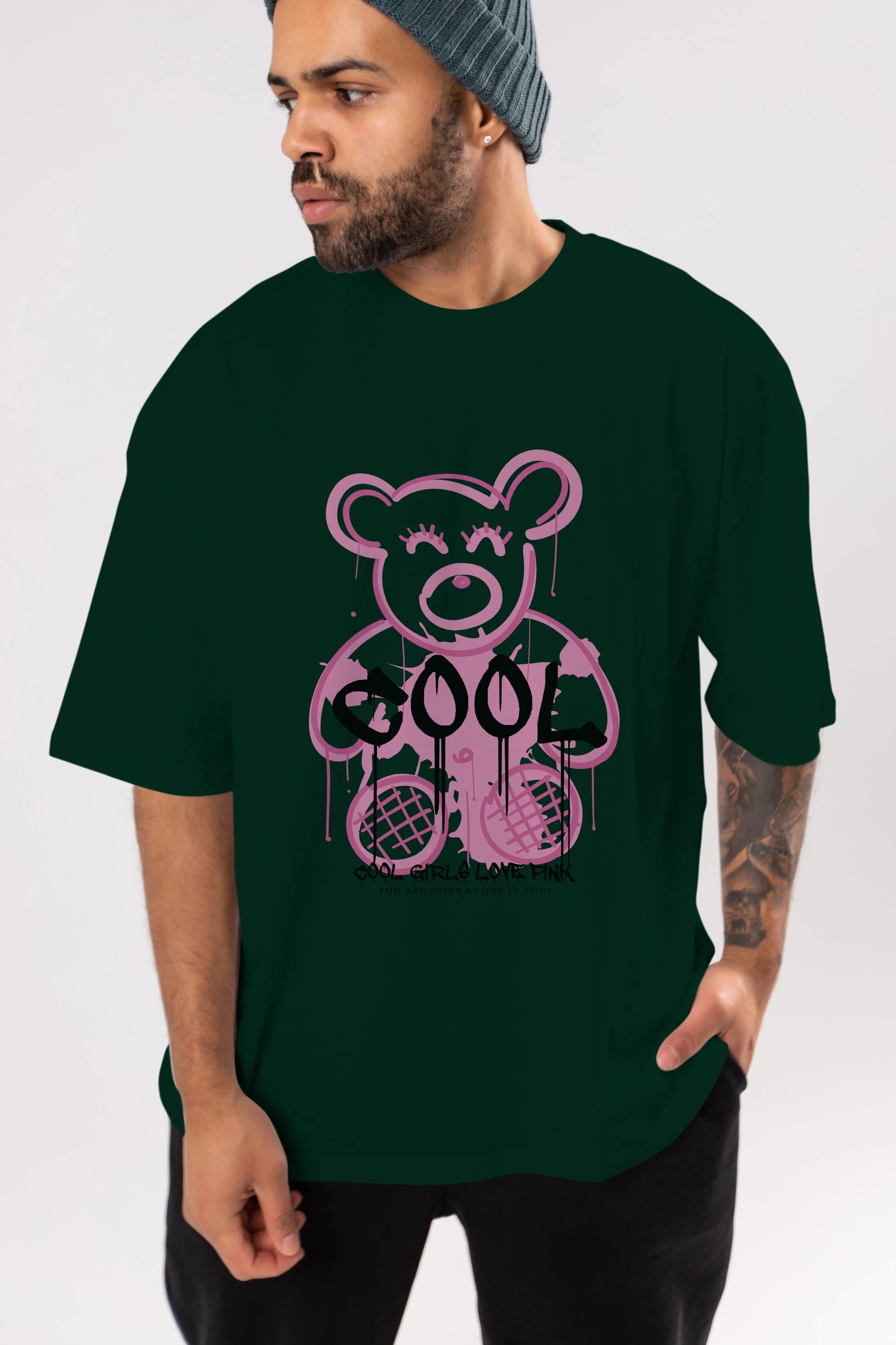 Cool Bear Ön Baskılı Oversize t-shirt Erkek Kadın Unisex
