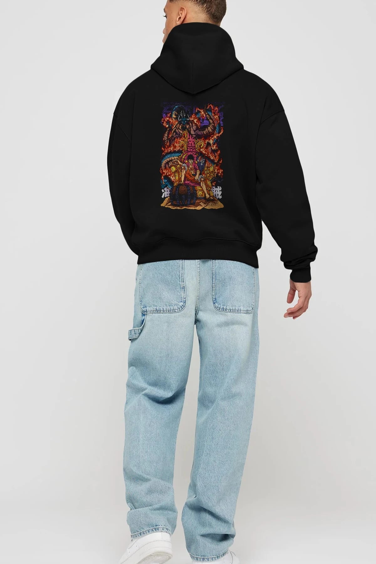 MONKEY D. LUFFY 1 Anime Arka Baskılı Hoodie Oversize Kapüşonlu Sweatshirt Erkek Kadın Unisex