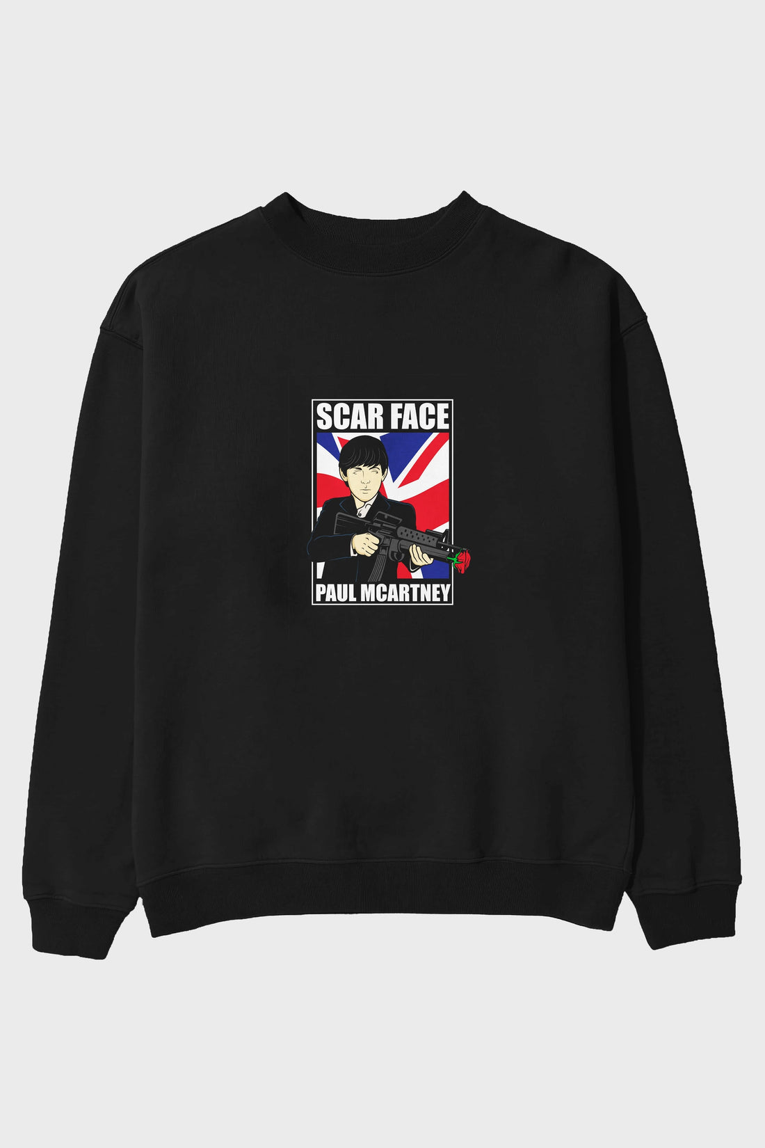 Paul Mccartney Scar Face Ön Baskılı Oversize Sweatshirt Erkek Kadın Unisex