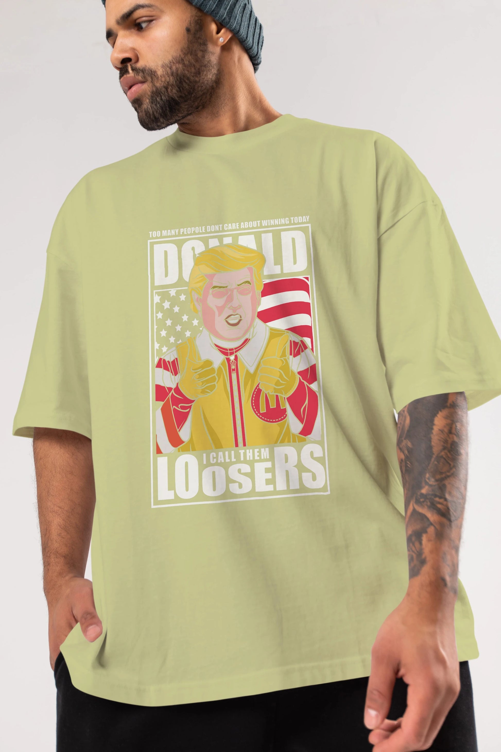 Ronald Trump Ön Baskılı Oversize t-shirt Erkek Kadın Unisex %100 Pamuk tişort