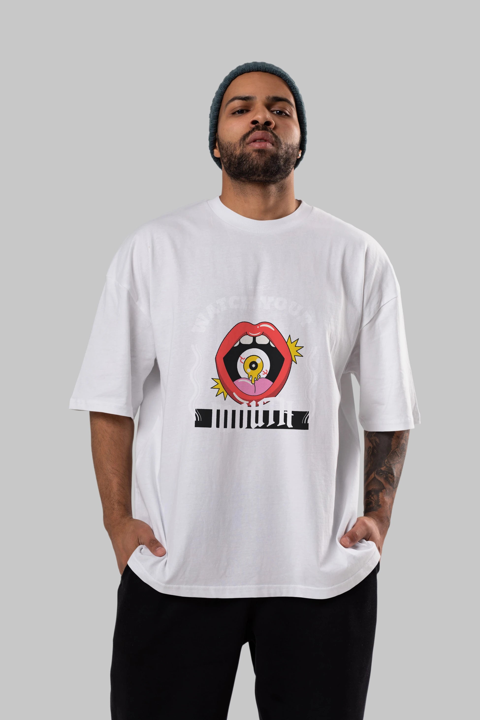 Watch Your Mouth Ön Baskılı Oversize t-shirt Erkek Kadın Unisex