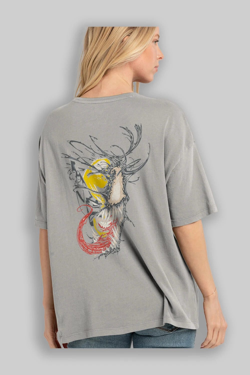 Venom (4) Arka Baskılı Oversize t-shirt Erkek Kadın Unisex %100 Pamuk Bisiklet Yaka tişort