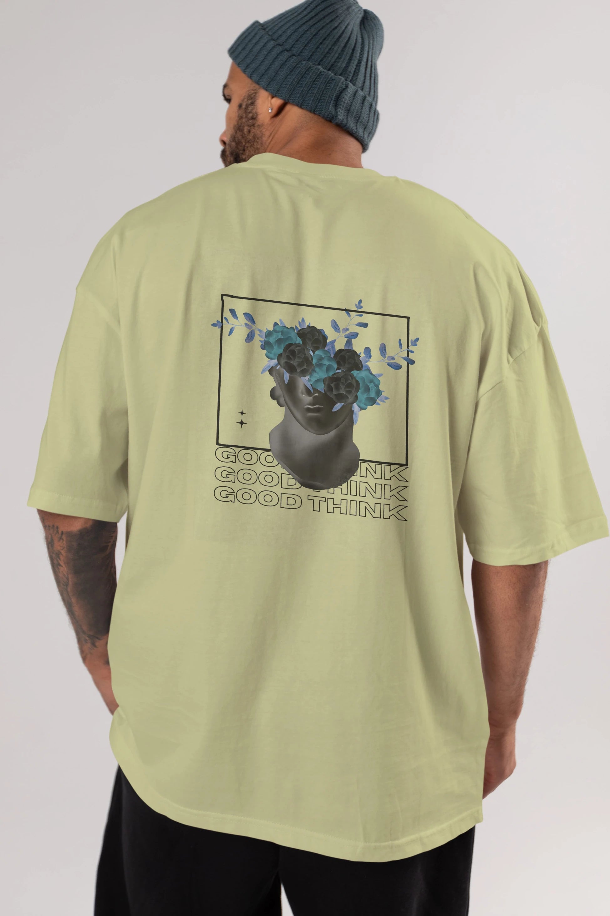 Good Think Yazılı Arka Baskılı Oversize t-shirt Erkek Kadın Unisex