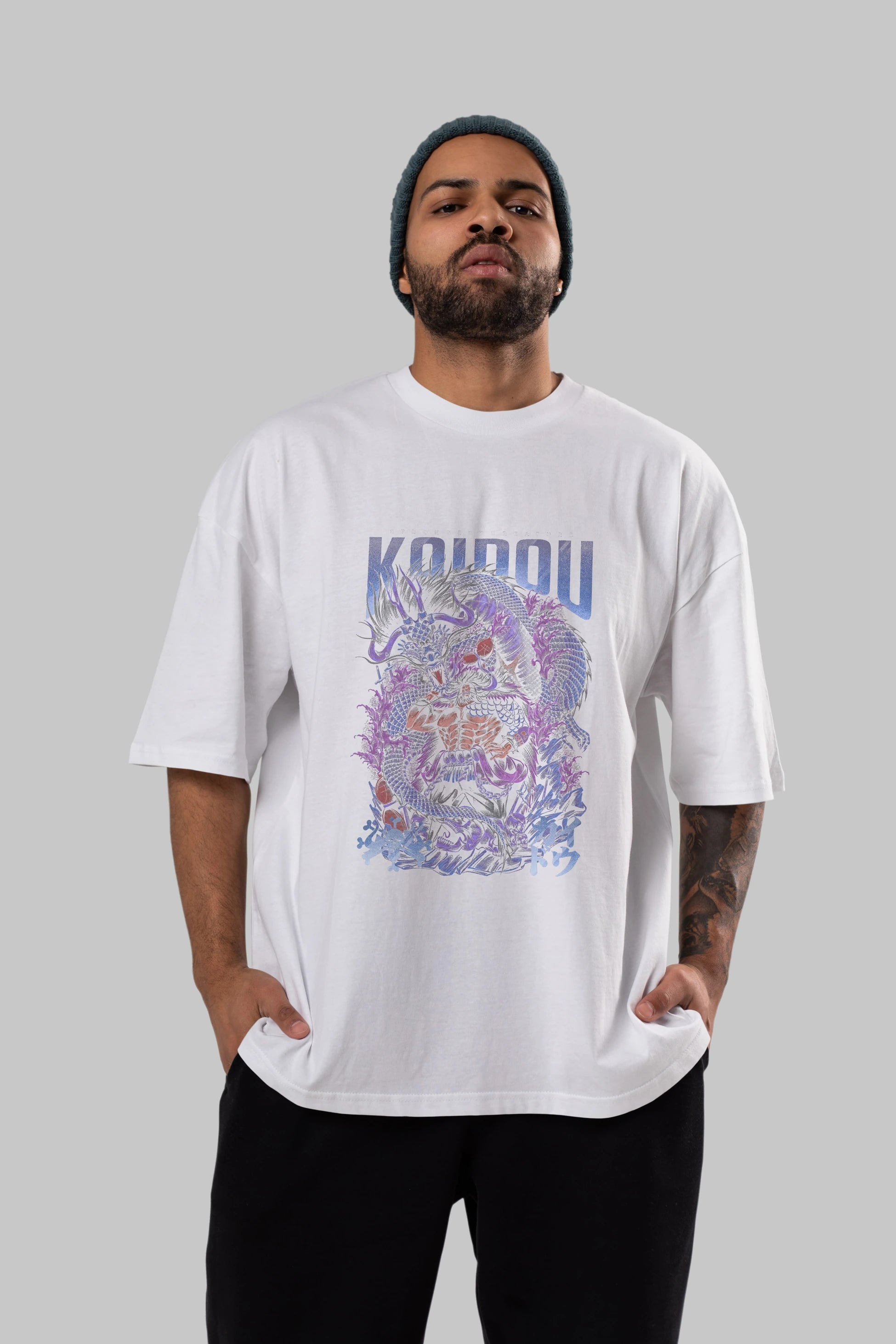 KAIDOU ONE PIECE Anime Ön Baskılı Oversize t-shirt %100 pamuk Erkek Kadın Unisex