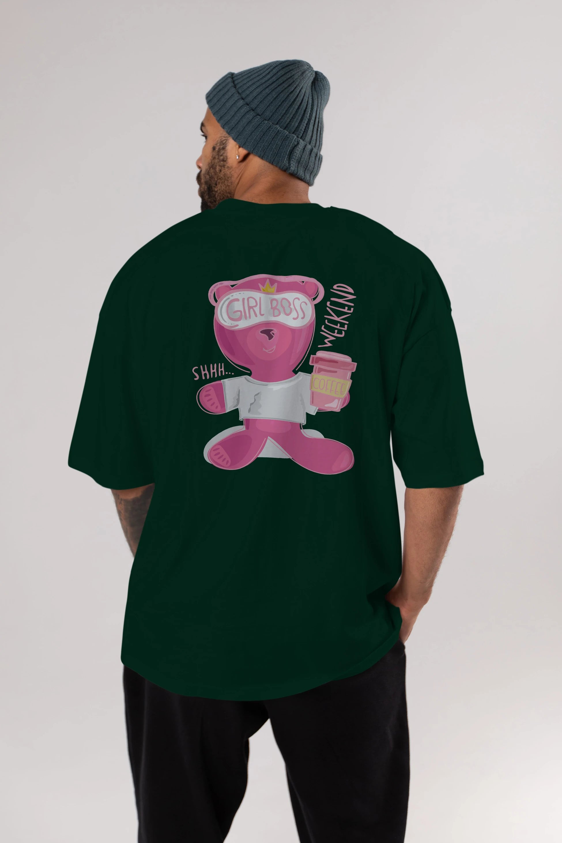 Girl Boss Bear Arka Baskılı Oversize t-shirt Erkek Kadın Unisex