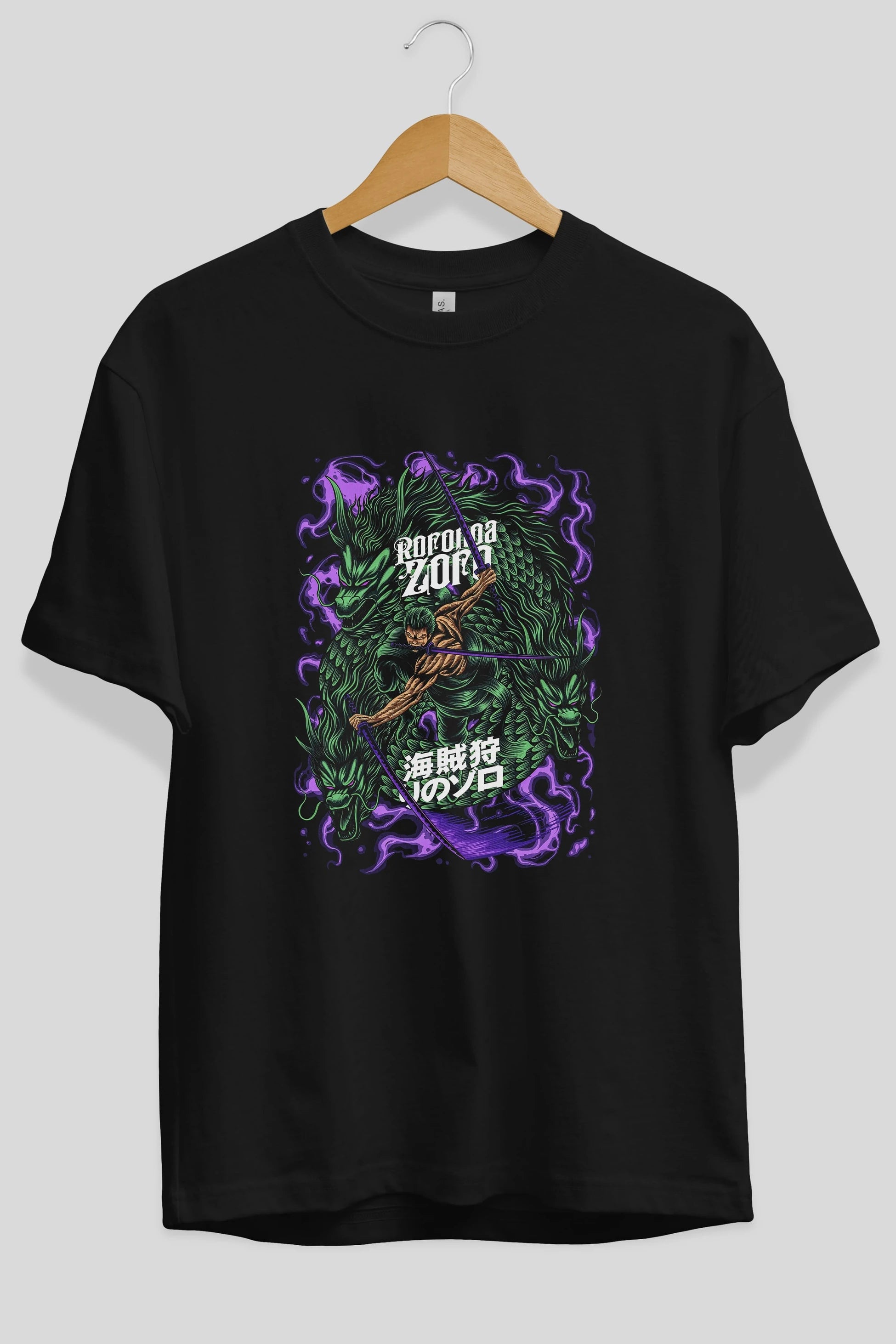 RORONOA ZORO 5 Anime Ön Baskılı Oversize t-shirt %100 pamuk Erkek Kadın Unisex