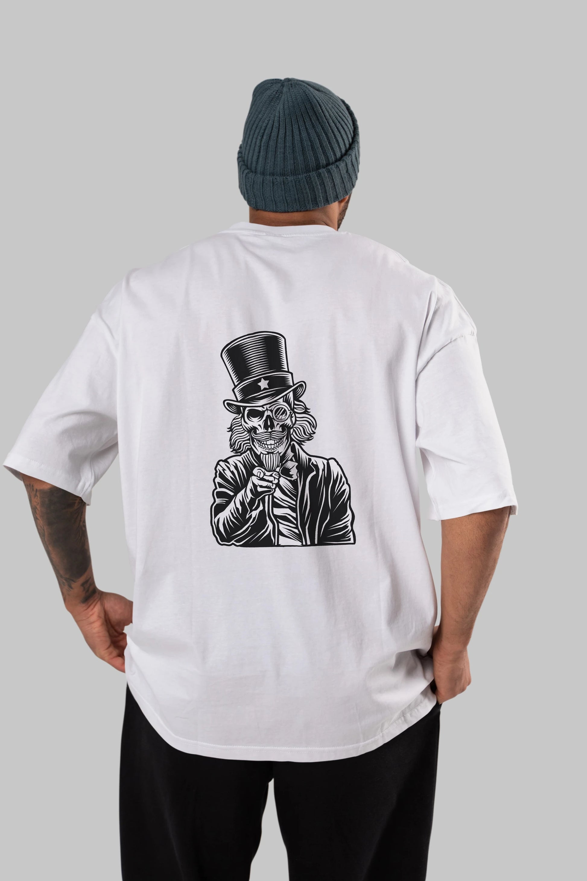 I Want You Skull Arka Baskılı Oversize t-shirt Erkek Kadın Unisex %100 Pamuk tişort