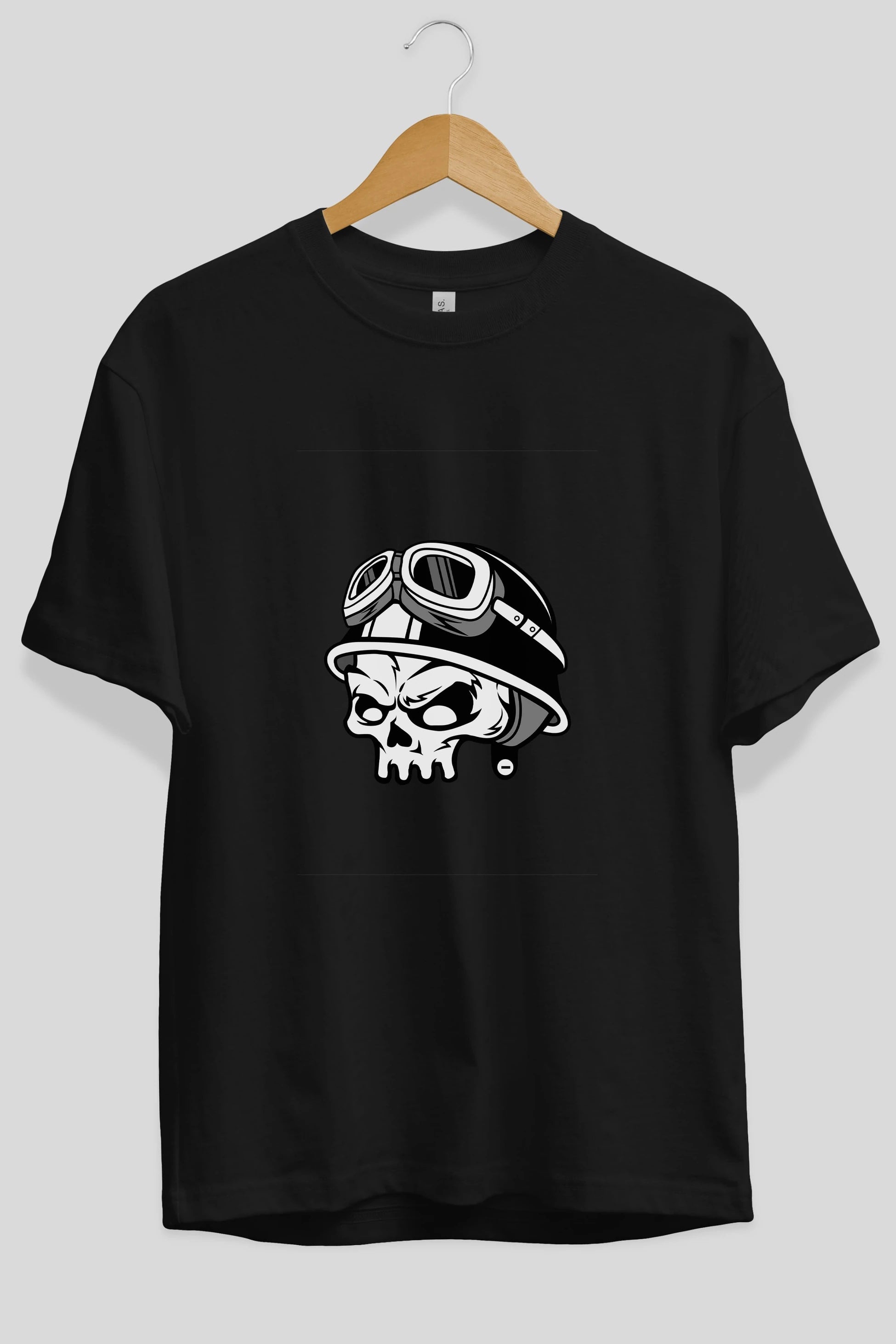 Biker Helmet Ön Baskılı Oversize t-shirt Erkek Kadın Unisex %100 Pamuk tişort