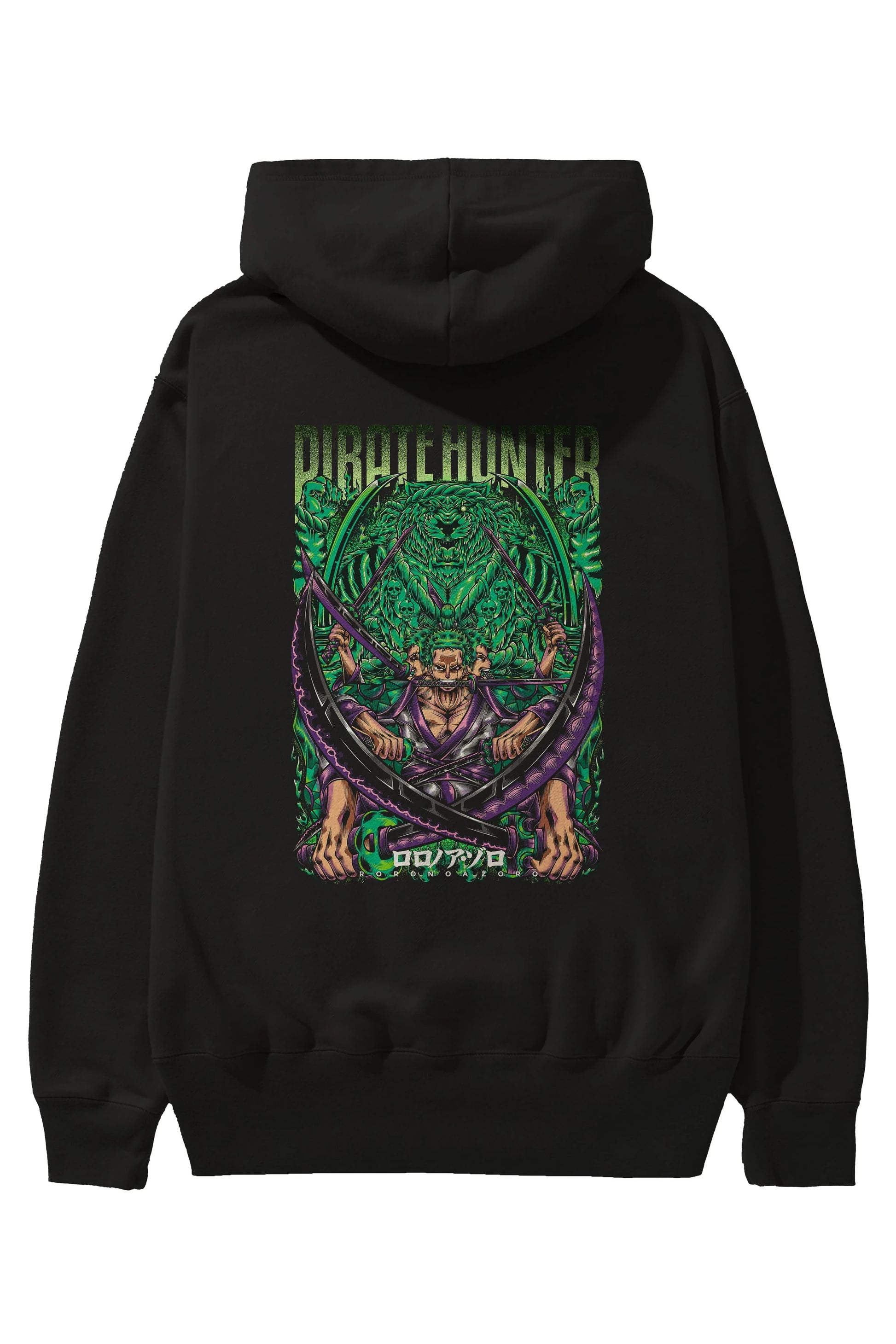 RORONOA ZORO 3 Anime Arka Baskılı Hoodie Oversize Kapüşonlu Sweatshirt Erkek Kadın Unisex