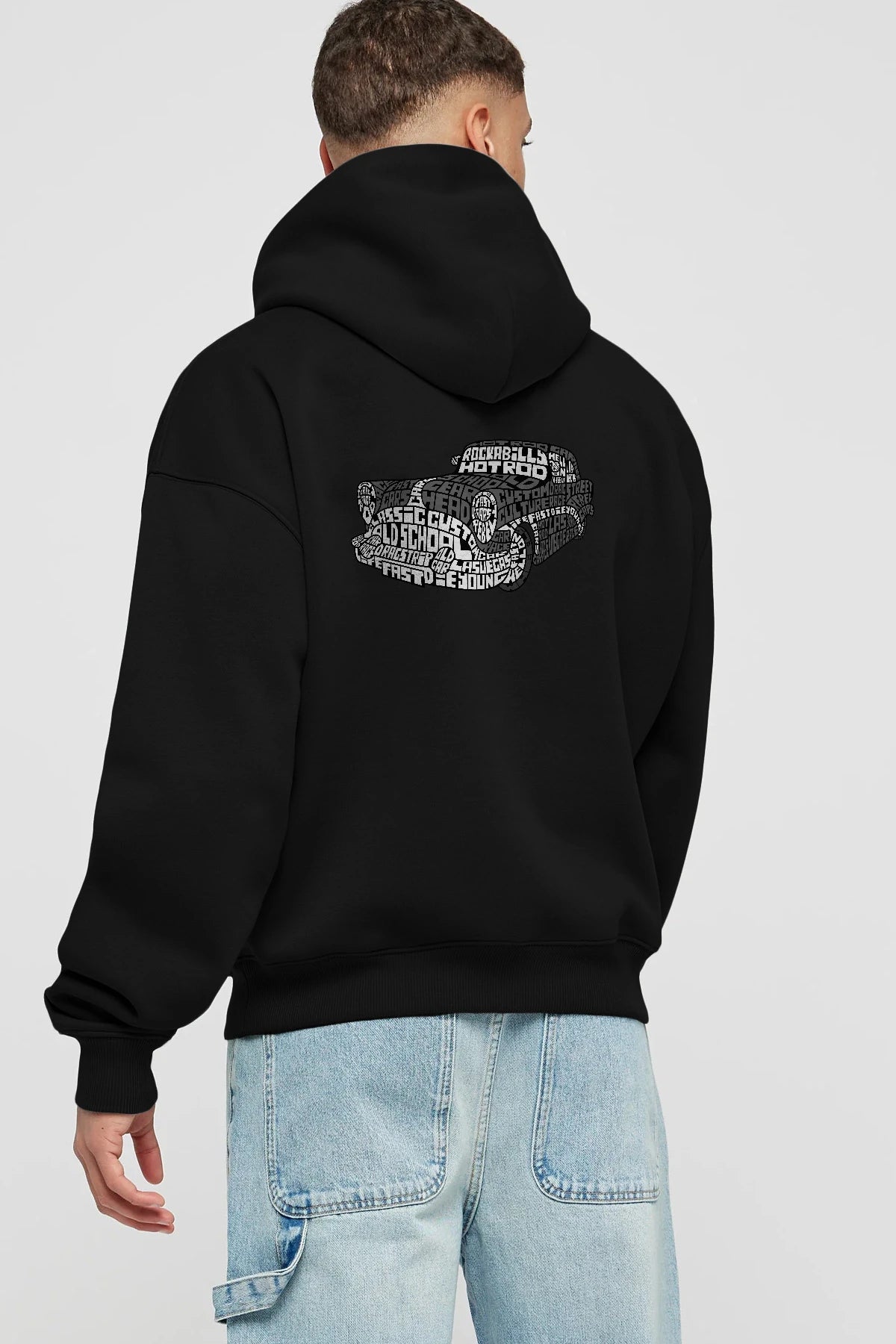 Hotrod Arka Baskılı Hoodie Oversize Kapüşonlu Sweatshirt Erkek Kadın Unisex
