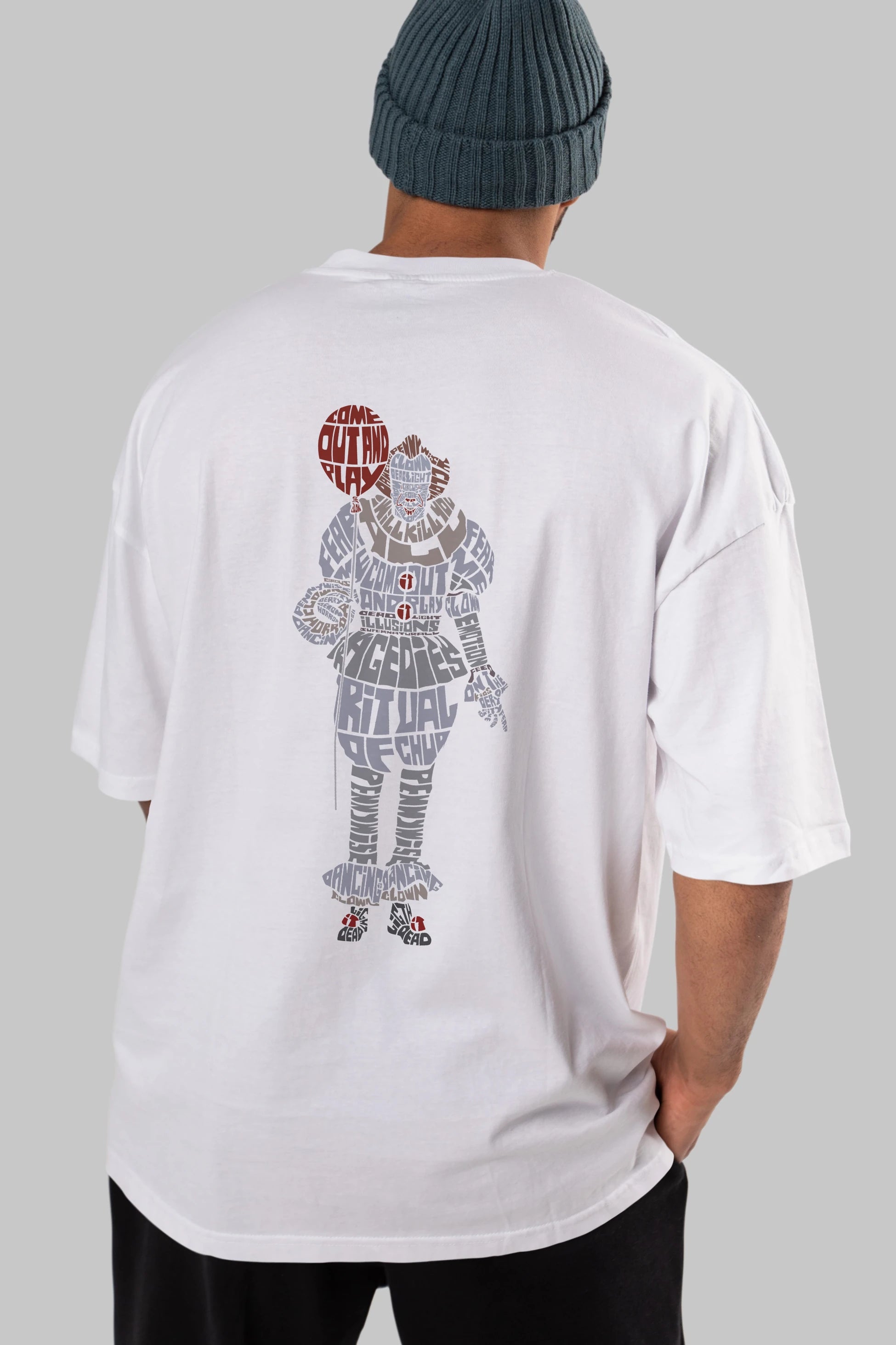 It Arka Baskılı Oversize t-shirt %100 pamuk Erkek Kadın Unisex