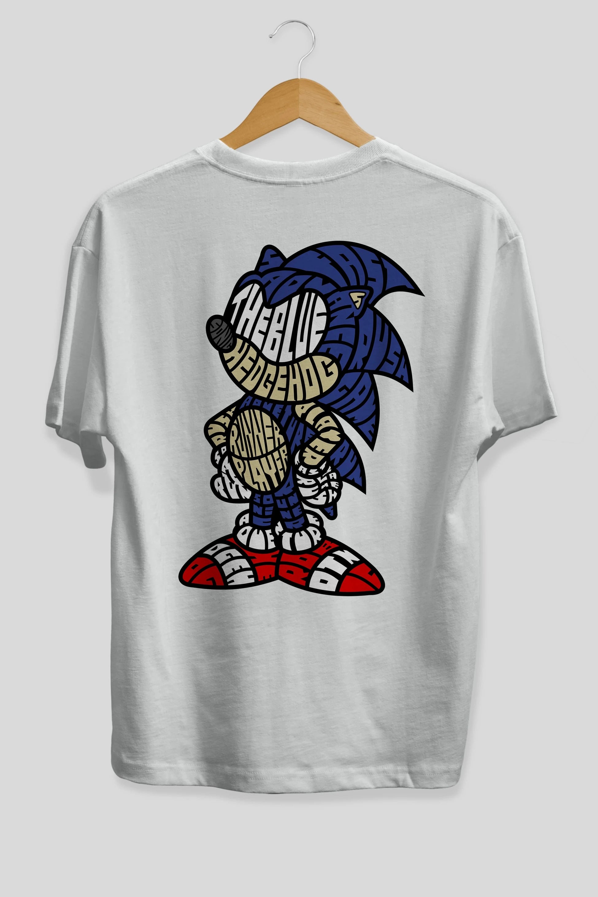 The Blue Hedgehog Arka Baskılı Oversize t-shirt %100 pamuk Erkek Kadın Unisex