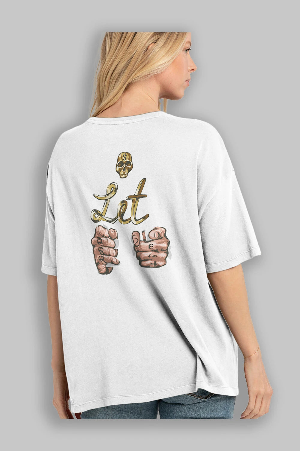 Never Let Fear Arka Baskılı Oversize t-shirt Erkek Kadın Unisex