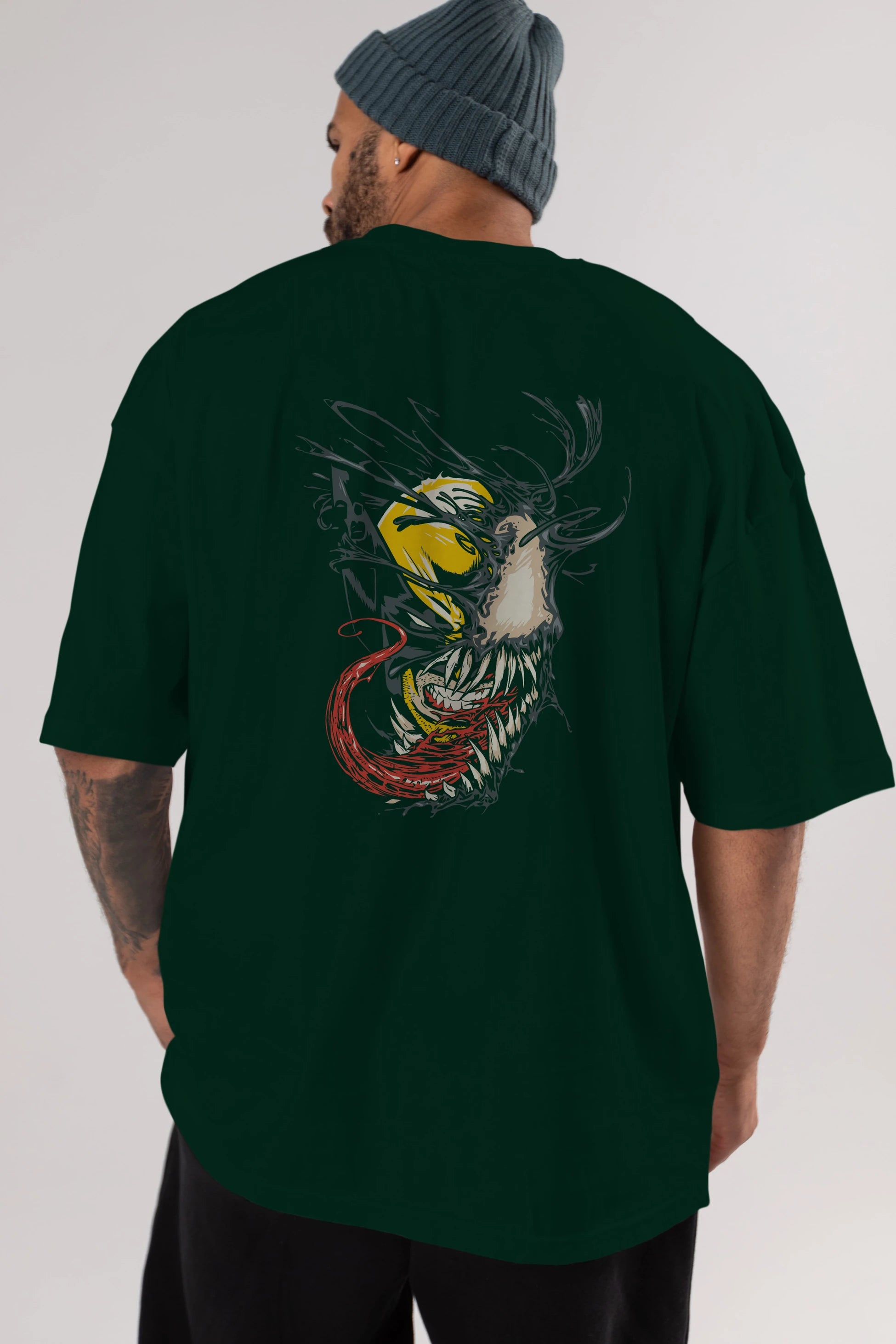 Venom (4) Arka Baskılı Oversize t-shirt Erkek Kadın Unisex %100 Pamuk Bisiklet Yaka tişort