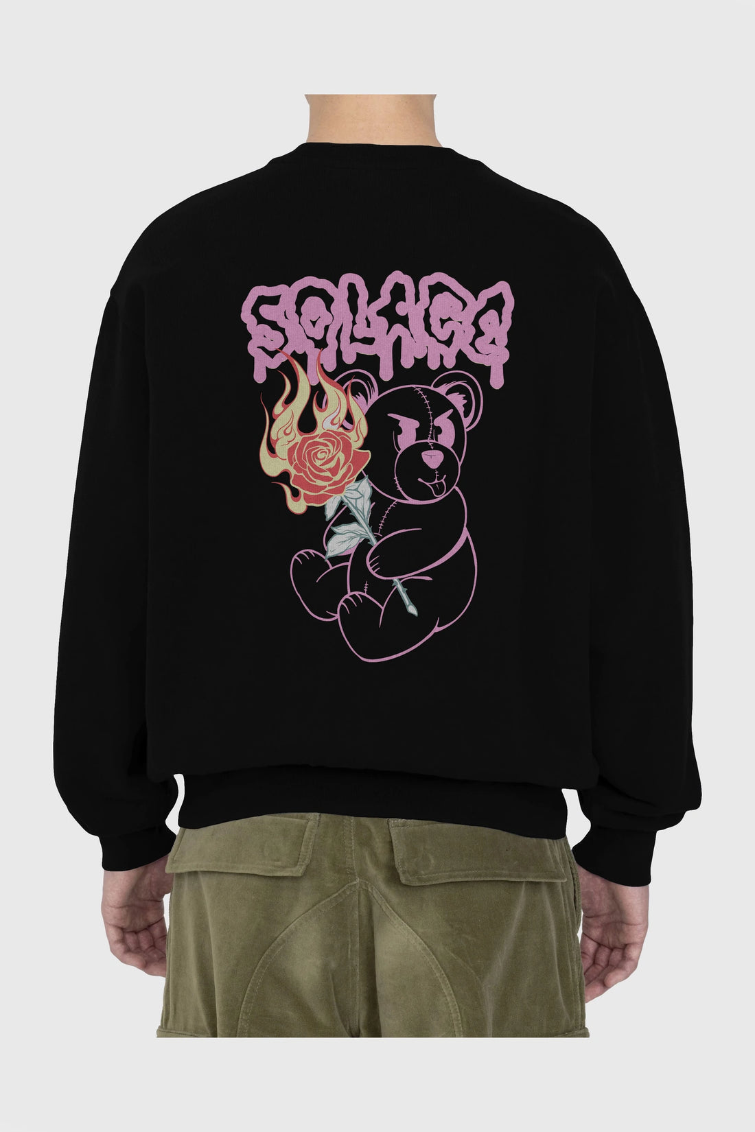 Solage Bear Arka Baskılı Oversize Sweatshirt Erkek Kadın Unisex