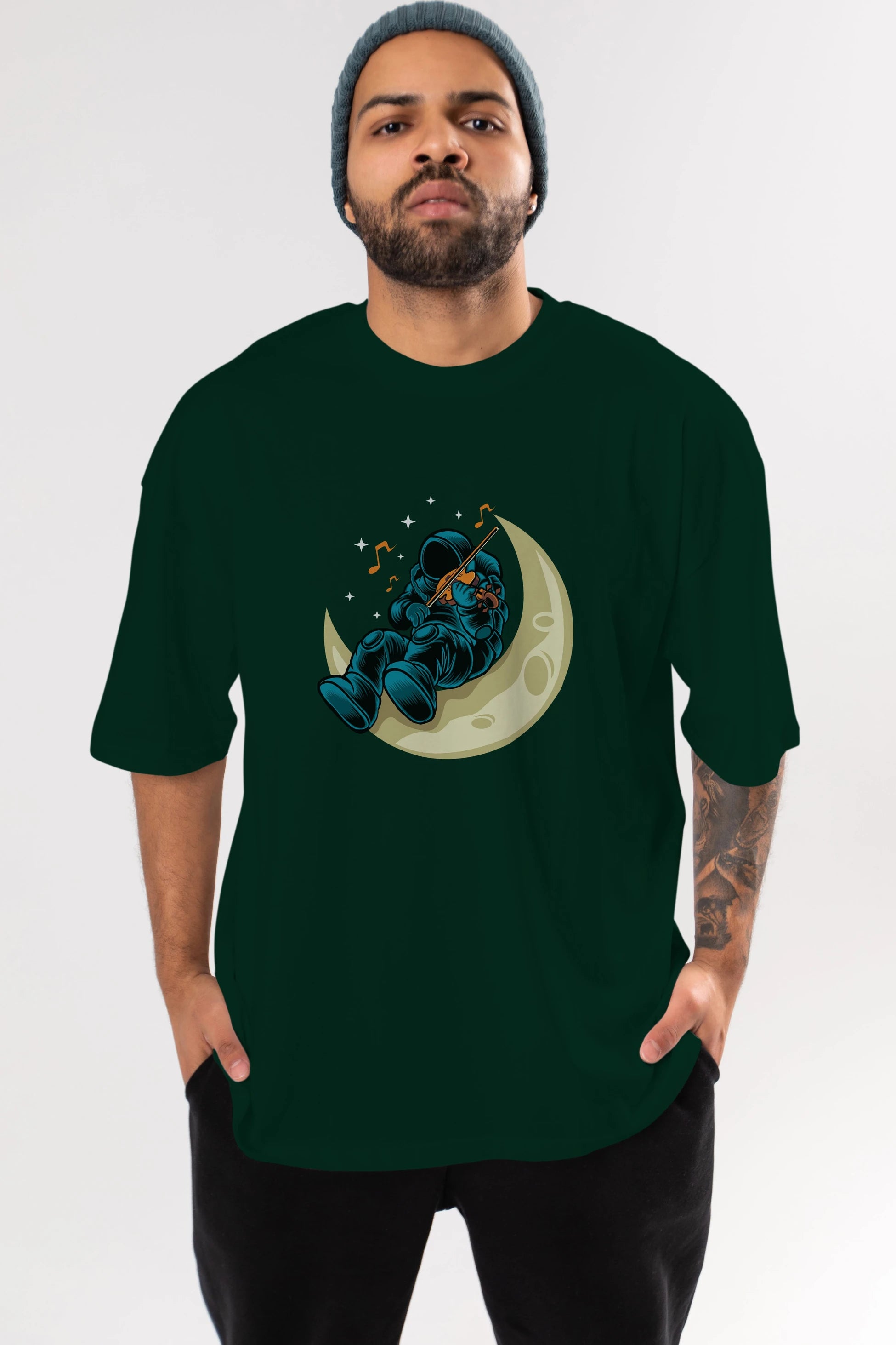 Playing Vionist in Space Ön Baskılı Oversize t-shirt Erkek Kadın Unisex