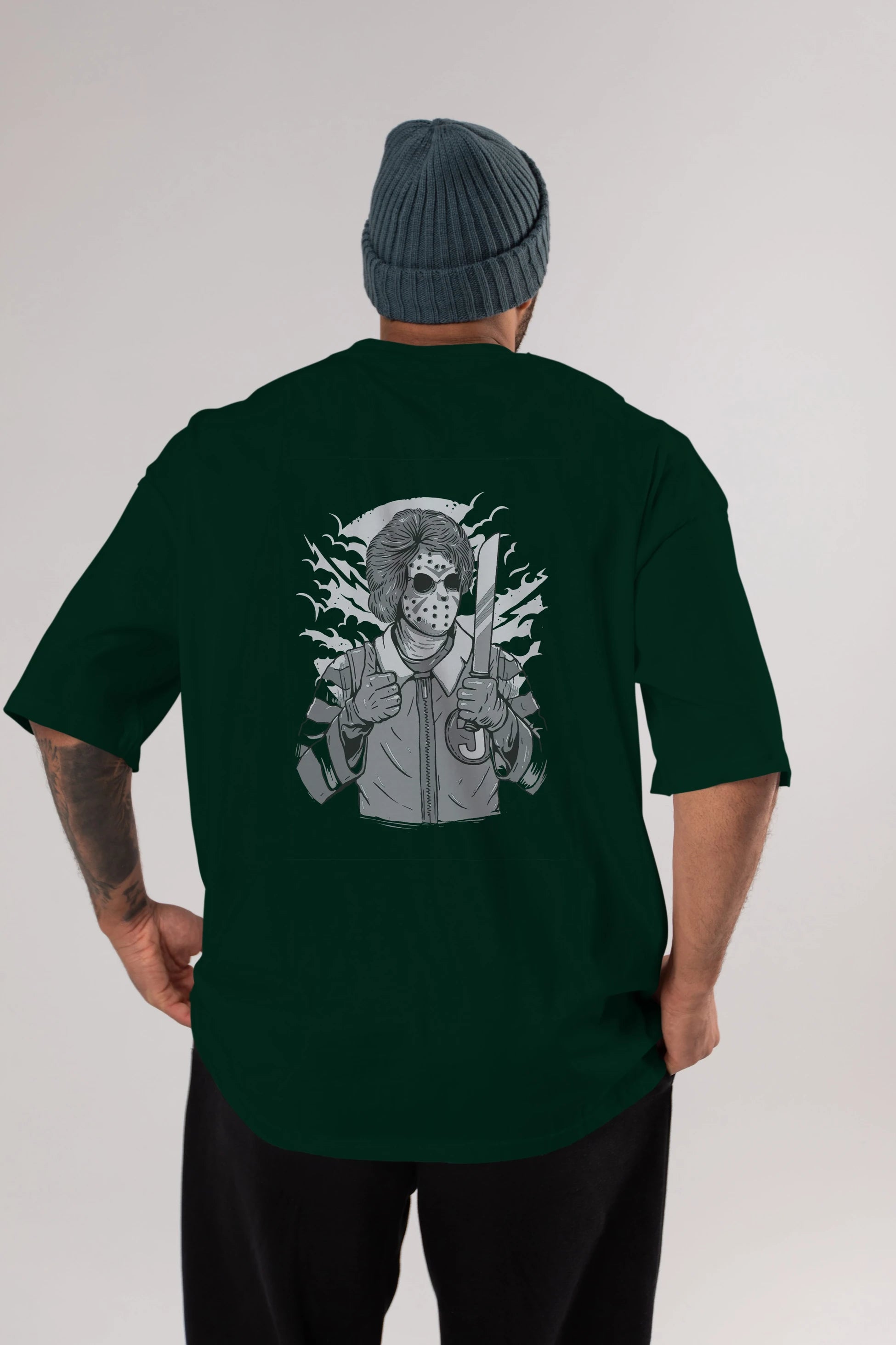 Clown Killer Arka Baskılı Oversize t-shirt Erkek Kadın Unisex %100 Pamuk