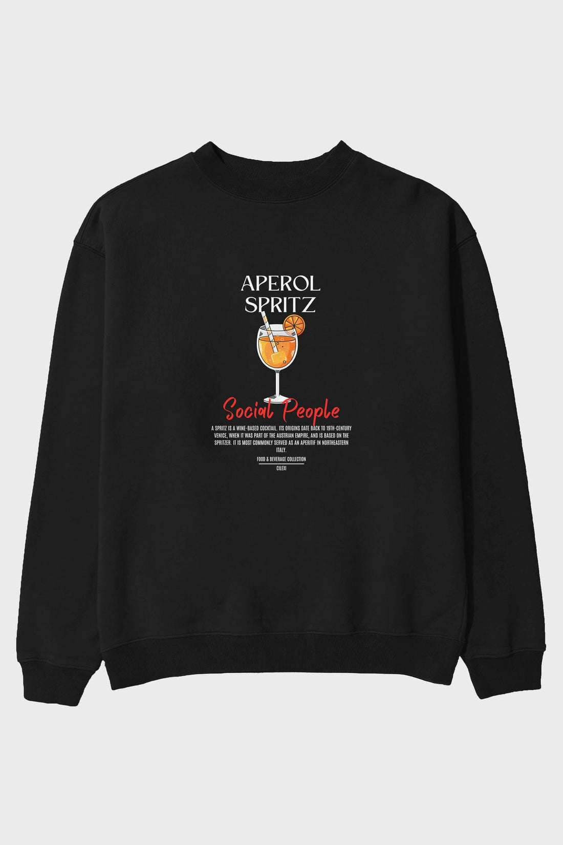 Aperol Spritz ön Baskılı Oversize Sweatshirt Erkek Kadın Unisex