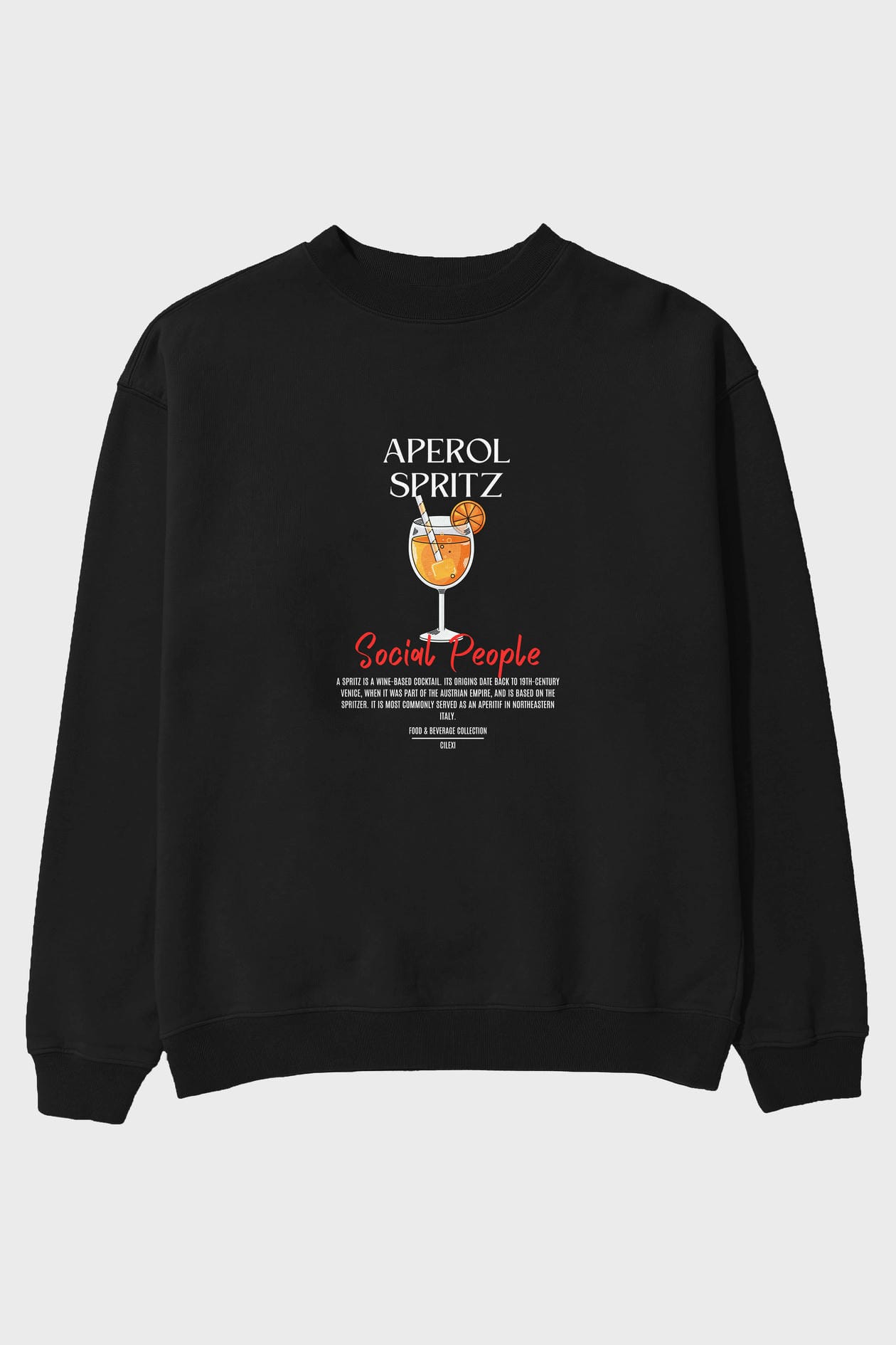 Aperol Spritz ön Baskılı Oversize Sweatshirt Erkek Kadın Unisex