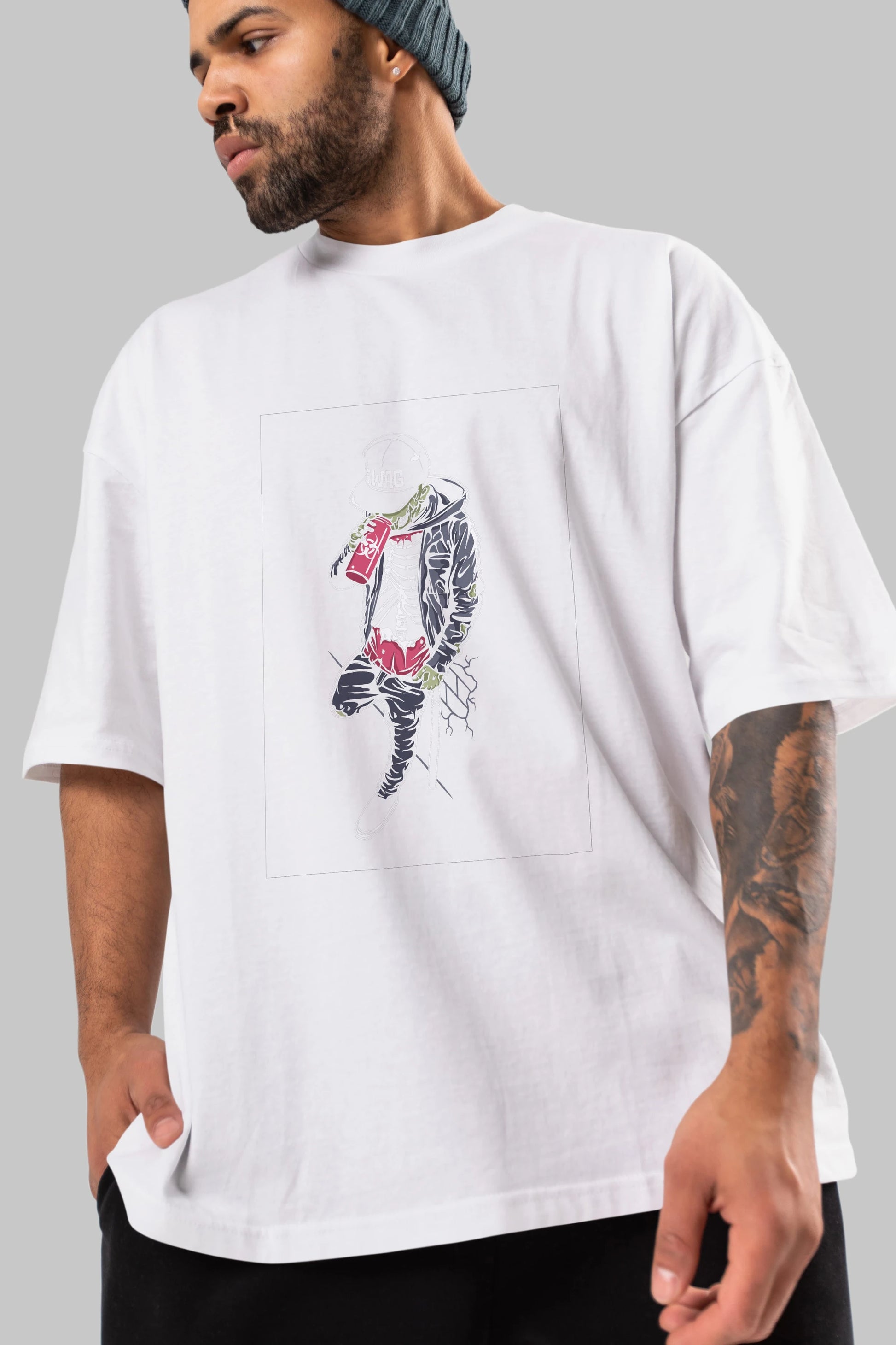 Zombie Swag Ön Baskılı Oversize t-shirt Erkek Kadın Unisex %100 Pamuk tişort