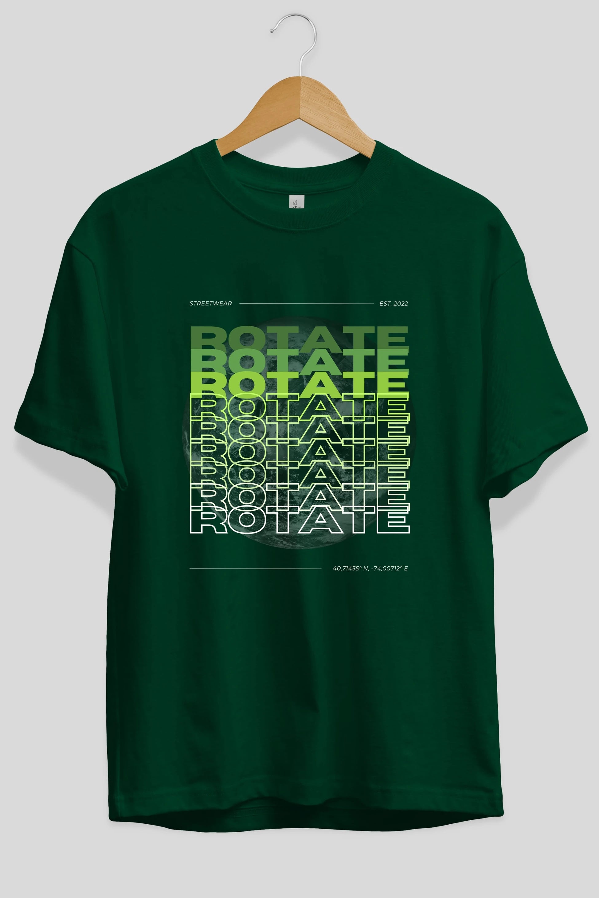 Rotate Yazılı Ön Baskılı Oversize t-shirt Erkek Kadın Unisex
