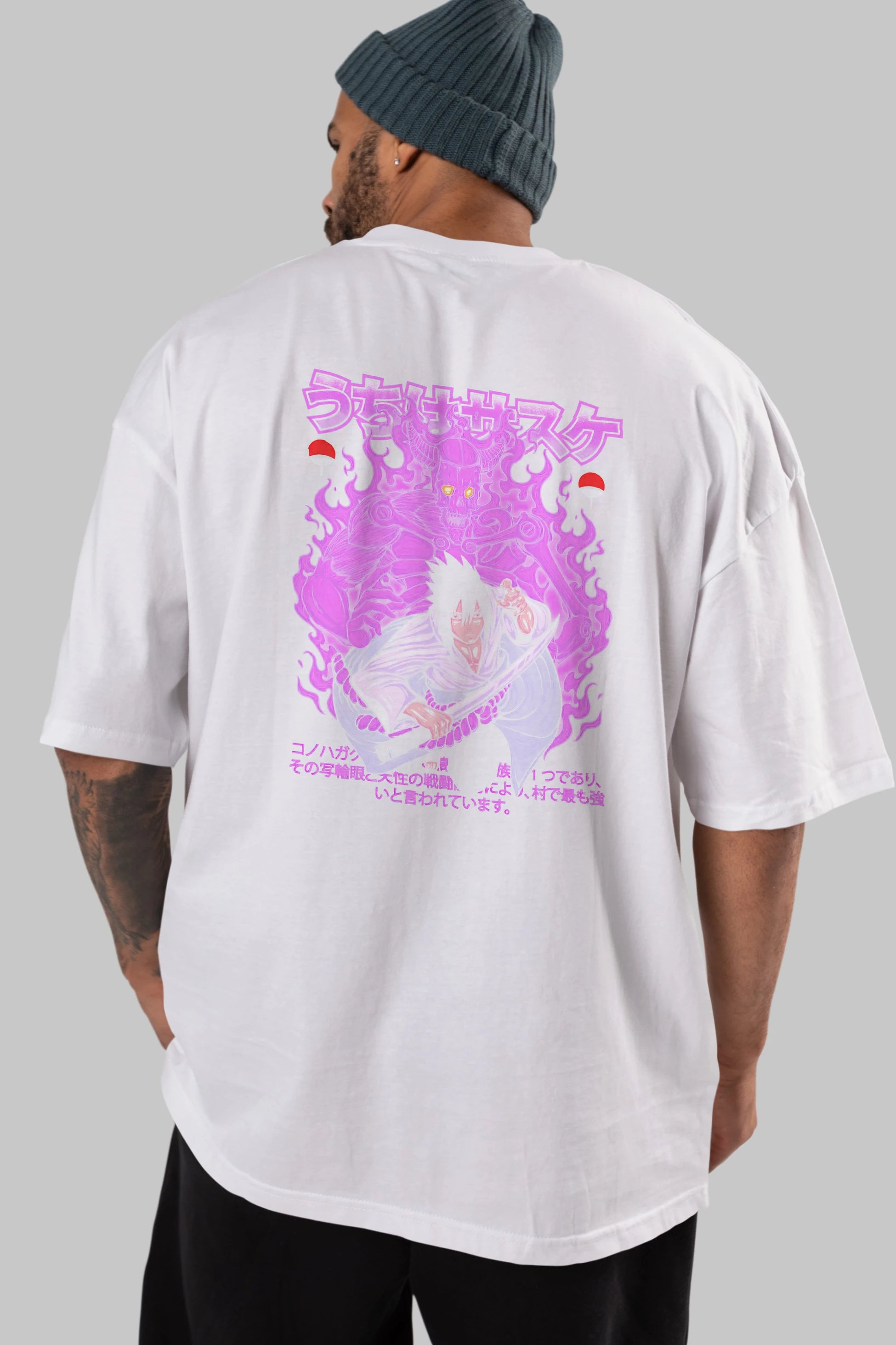 SASUKE UCHIHA NARUTO Anime Arka Baskılı Oversize t-shirt Erkek Kadın Unisex
