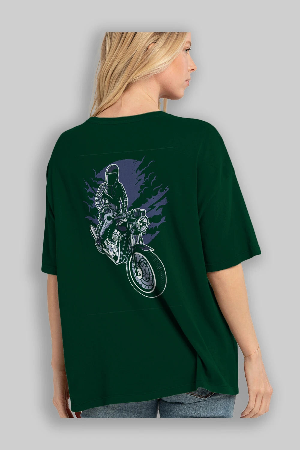 Night Rider Arka Baskılı Oversize t-shirt Erkek Kadın Unisex %100 Pamuk