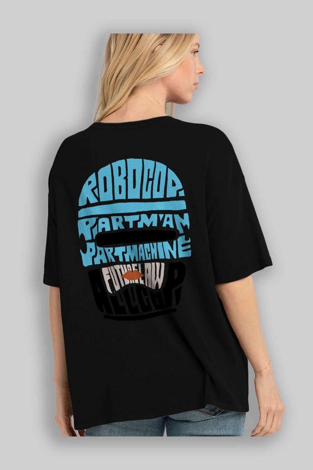 Robocop Arka Baskılı Oversize t-shirt %100 pamuk Erkek Kadın Unisex