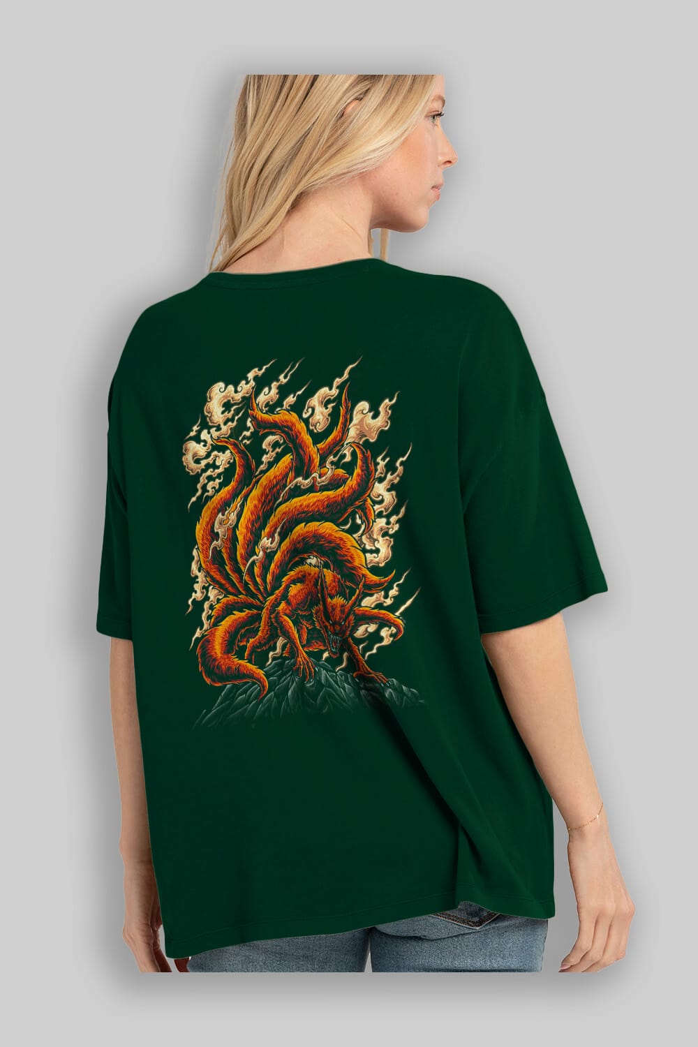 NARUTO KYUUBI Anime Arka Baskılı Oversize t-shirt Erkek Kadın Unisex