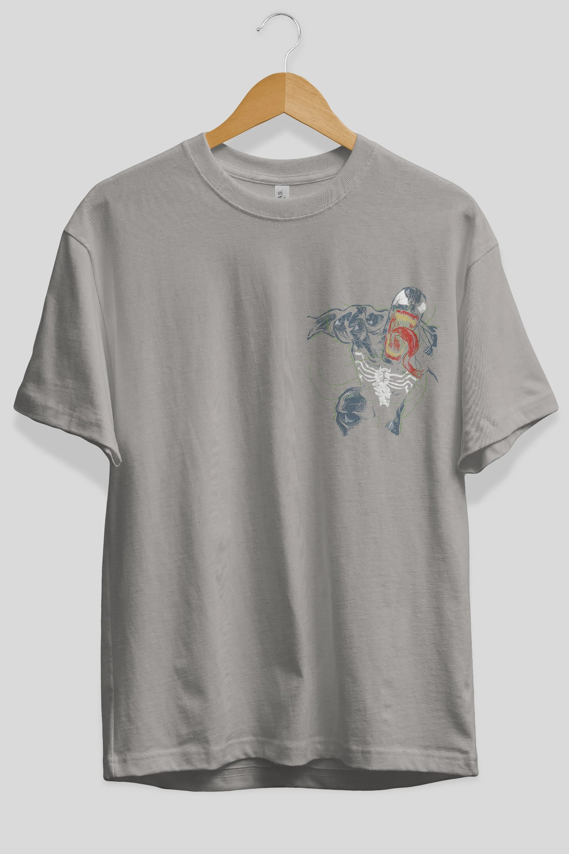 Venom (6) Ön Sol Baskılı Oversize t-shirt Erkek Kadın Unisex %100 Pamuk Bisiklet Yaka tişort