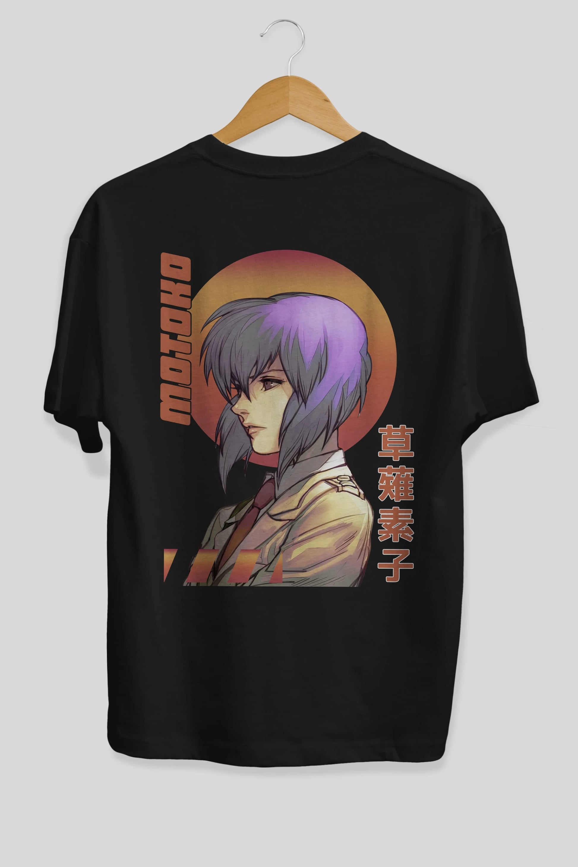 Motoko Kusanagi 10 Anime Arka Baskılı Oversize t-shirt Erkek Kadın Unisex