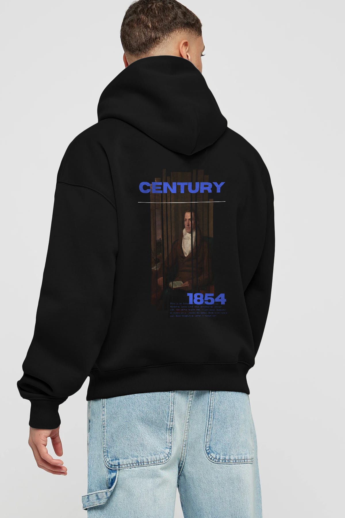 Century 1854 Yazılı Arka Baskılı Oversize Hoodie Kapüşonlu Sweatshirt Erkek Kadın Unisex