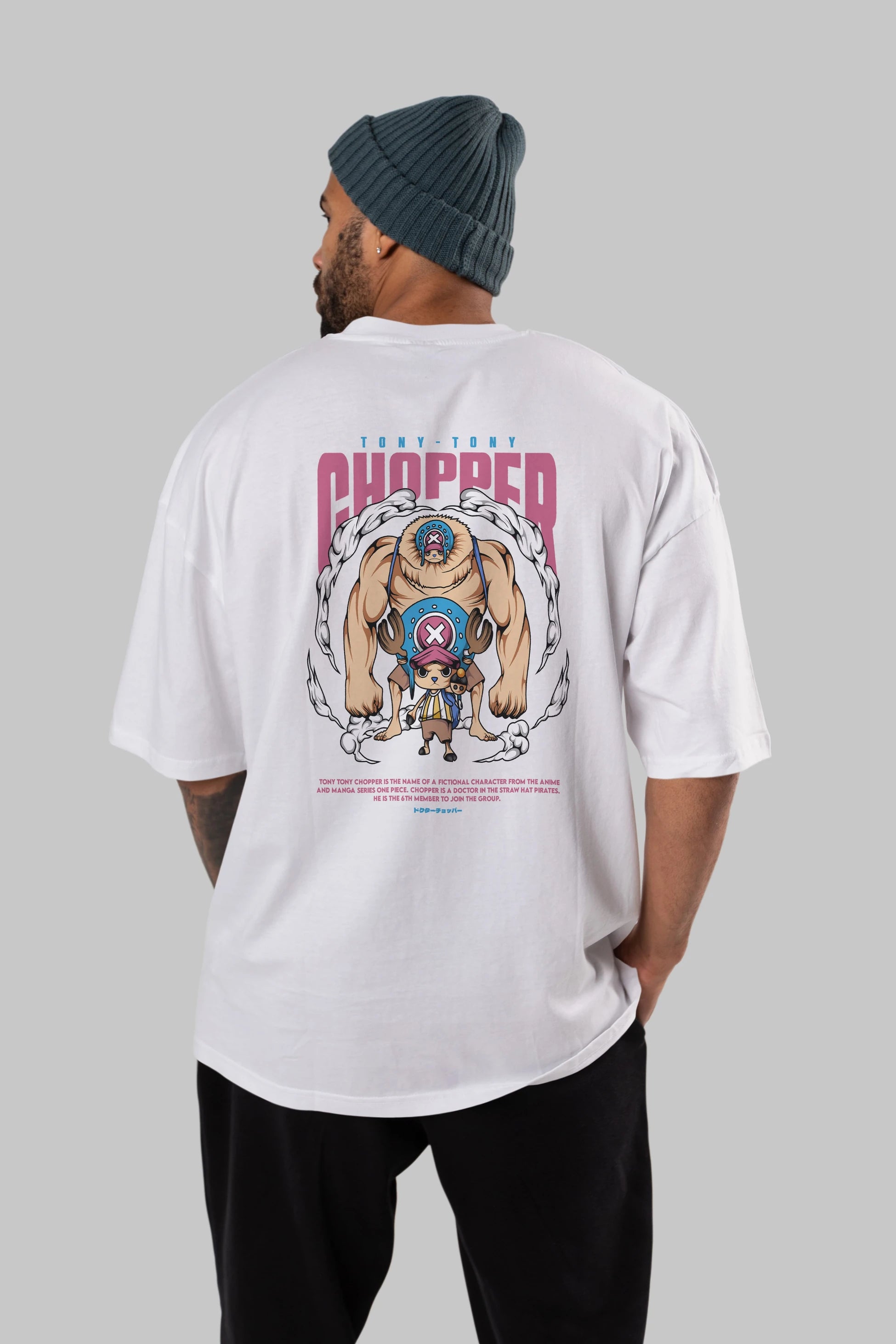 Tony Tony Chopper Anime Arka Baskılı Oversize t-shirt Erkek Kadın Unisex