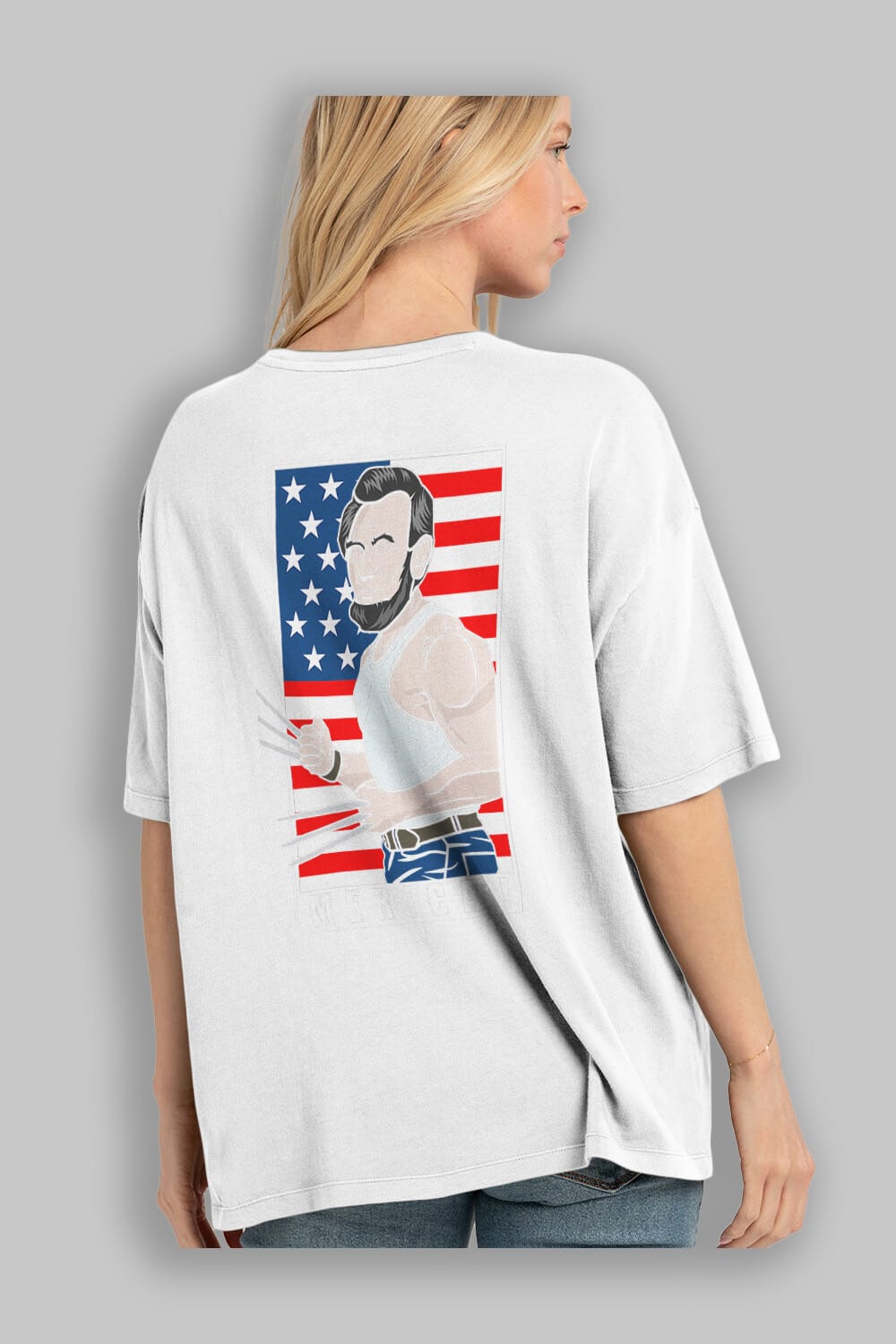 Wolverlincoln Arka Baskılı Oversize t-shirt Erkek Kadın Unisex %100 Pamuk tişort