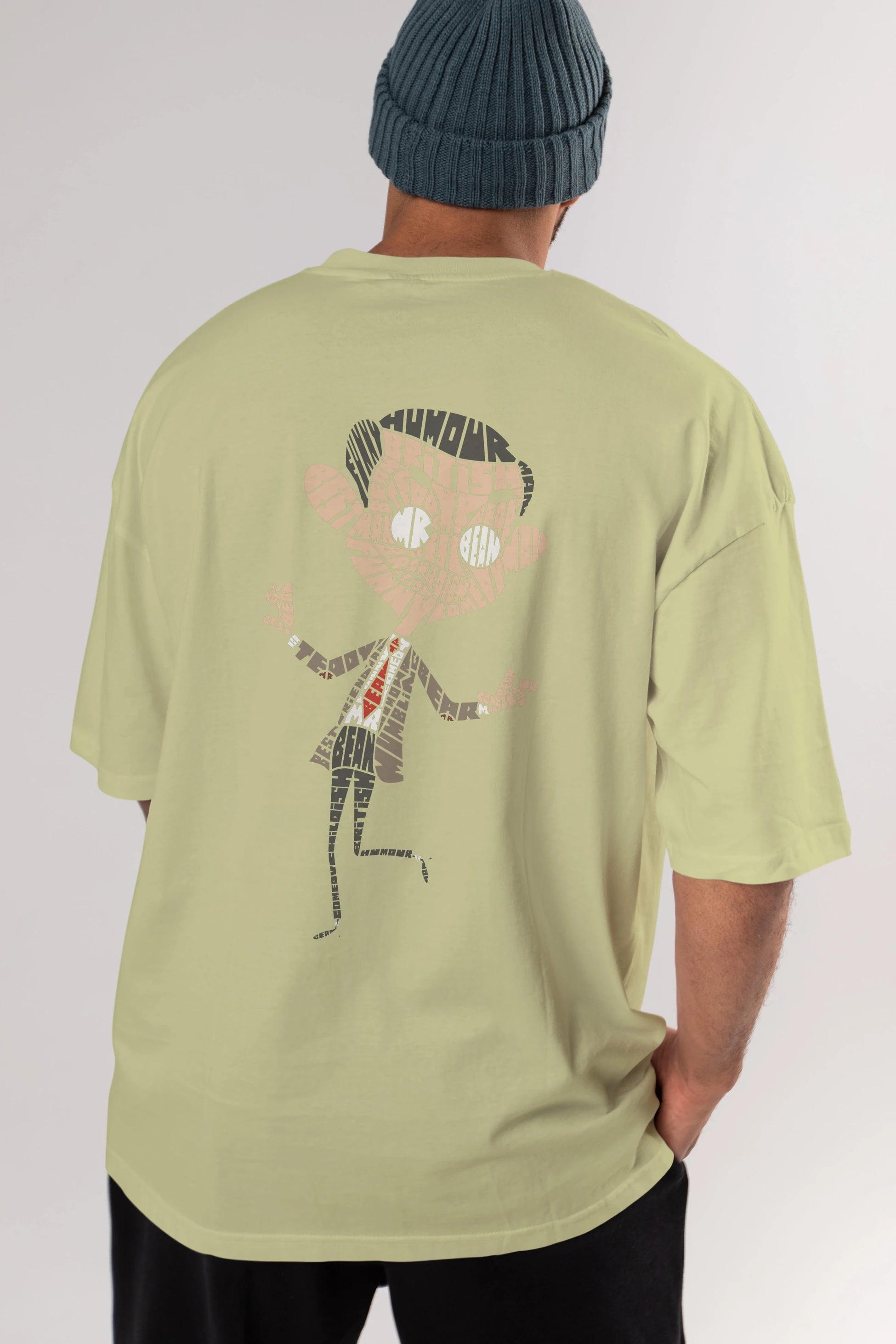 Mr Bean Arka Baskılı Oversize t-shirt %100 pamuk Erkek Kadın Unisex