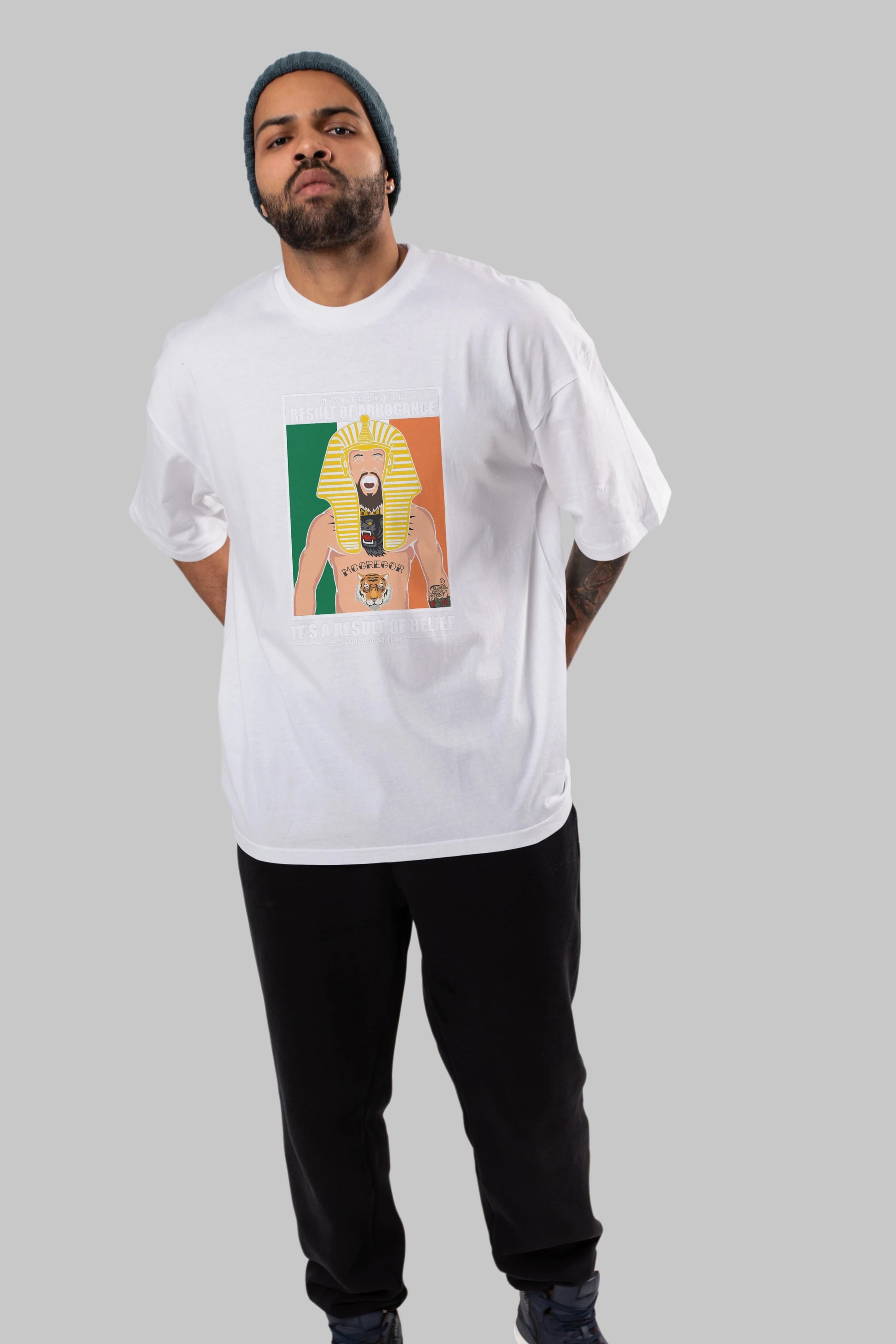 McGregor Pharaoh Ön Baskılı Oversize t-shirt Erkek Kadın Unisex %100 Pamuk tişort