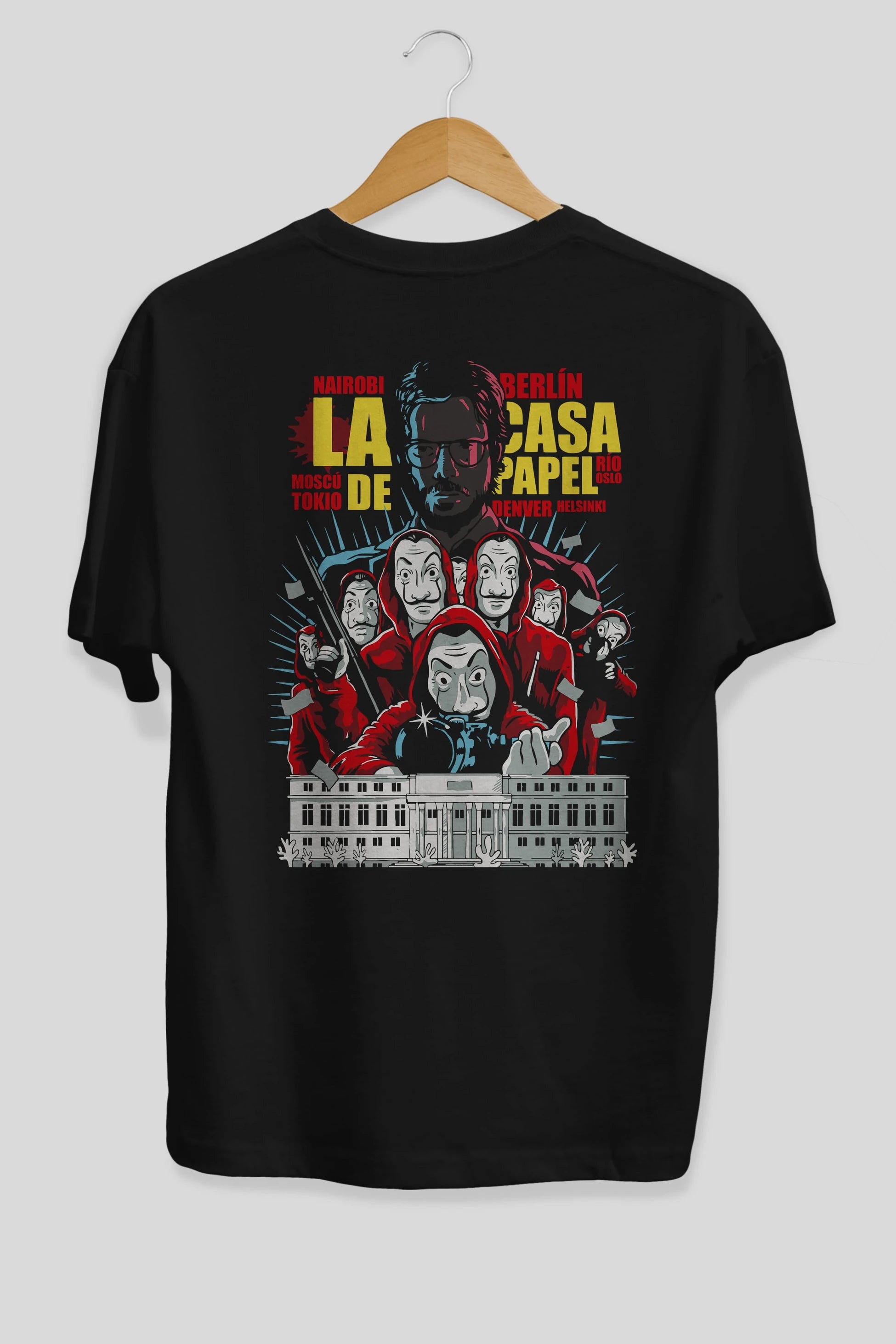 La Casa De Papel (6) Arka Baskılı Oversize t-shirt Erkek Kadın Unisex %100 Pamuk Bisiklet Yaka tişort